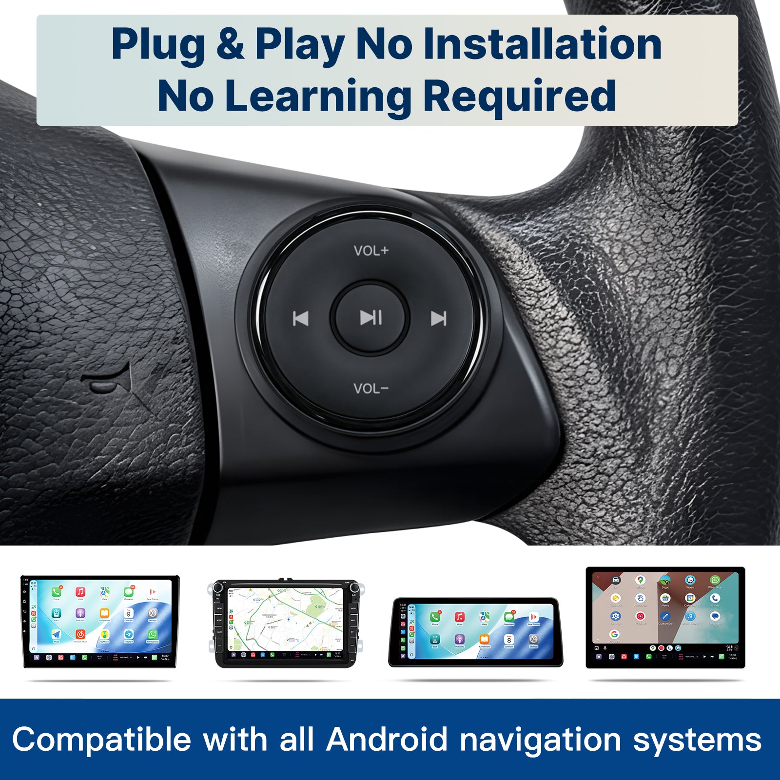 YD001 Universal Portable Bluetooth Steering Wheel Control Buttons Multi Function Wireless Remote For Car Radio DVD Player Upgrade