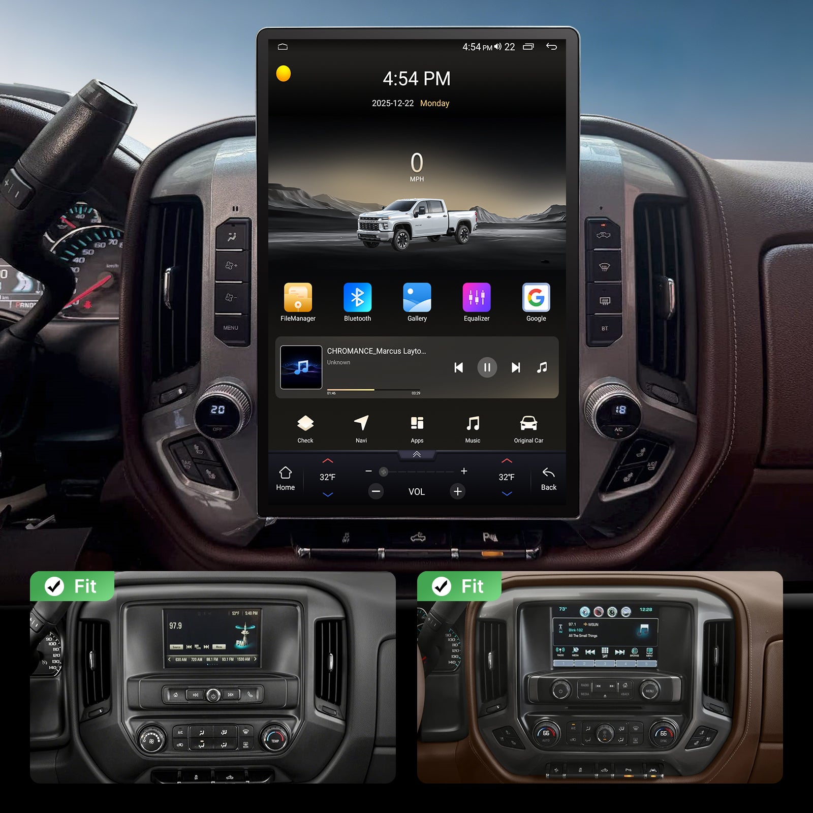 Youducar 15.6" Tesla-Style Android Head Unit for Chevrolet Silverado & GMC Sierra 2014-2018 | All-in-One Kit | Wireless CarPlay & Android Auto
