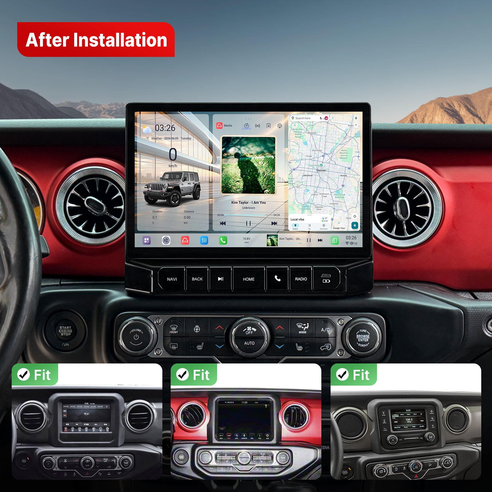 Youducar 11.5" Android Head Unit for Jeep Wrangler 2018-2023 | Wireless CarPlay & Android Auto