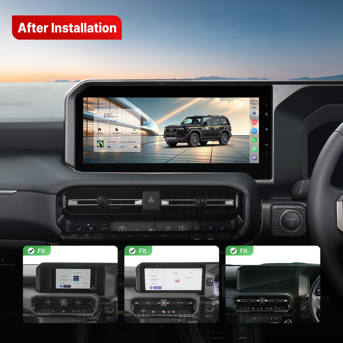 Youducar 12.3-Inch Android Head Unit for Toyota Land Cruiser Prado RHD 2024-2026 | OEM-Style Touchscreen with Wireless CarPlay & Android Auto