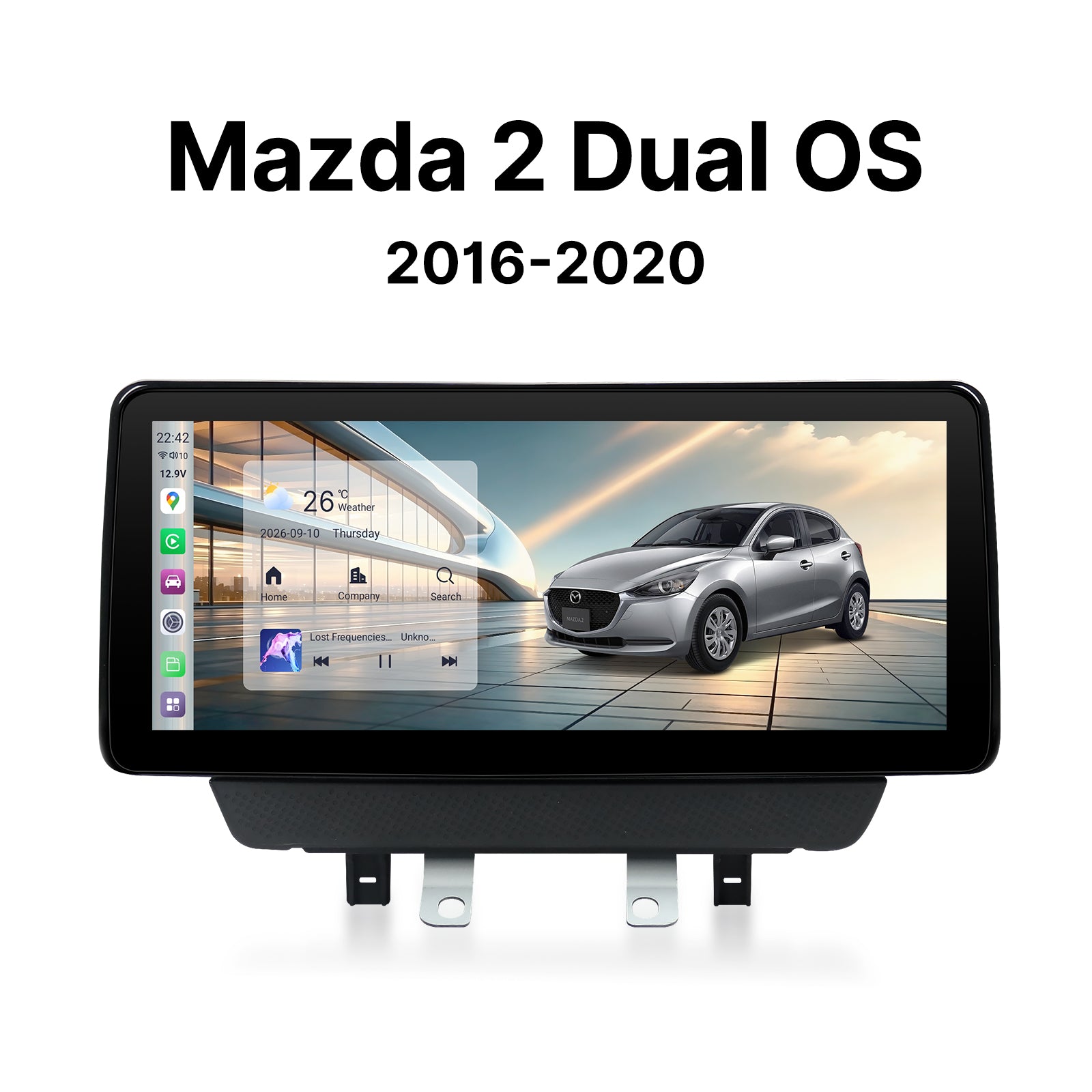 Youducar 10.25" Dual System Android GPS Car Radio Dashboard Navigation Mazda 2 2016-2020 Touchscreen Wireless CarPlay