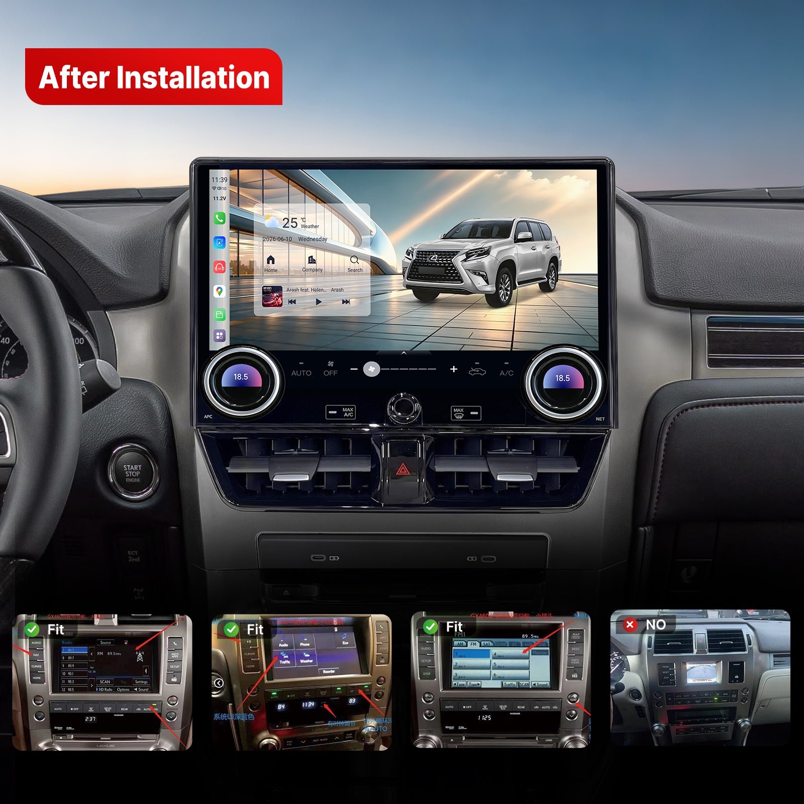 Youducar 12.5" Android Car Radio GPS TV Player Navigation Head Unit for Lexus 2010-2022 Wireless CarPlay Android Auto DSP