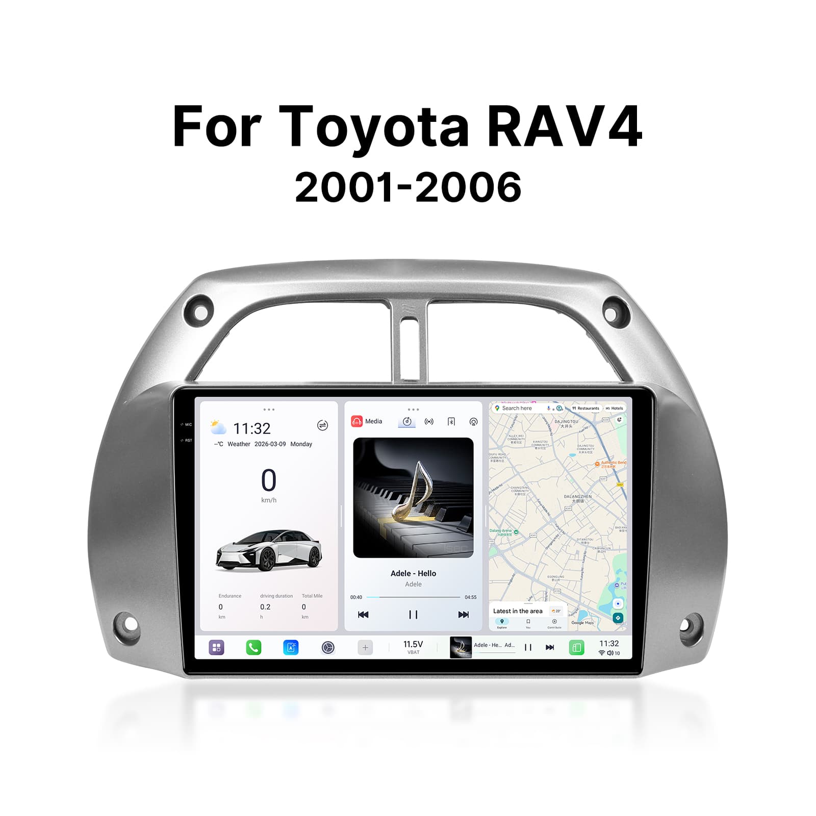 Youducar 9.5inch HD Touchscreen Head Unit + Dashboard Frame for Toyota RAV4 2001-2006