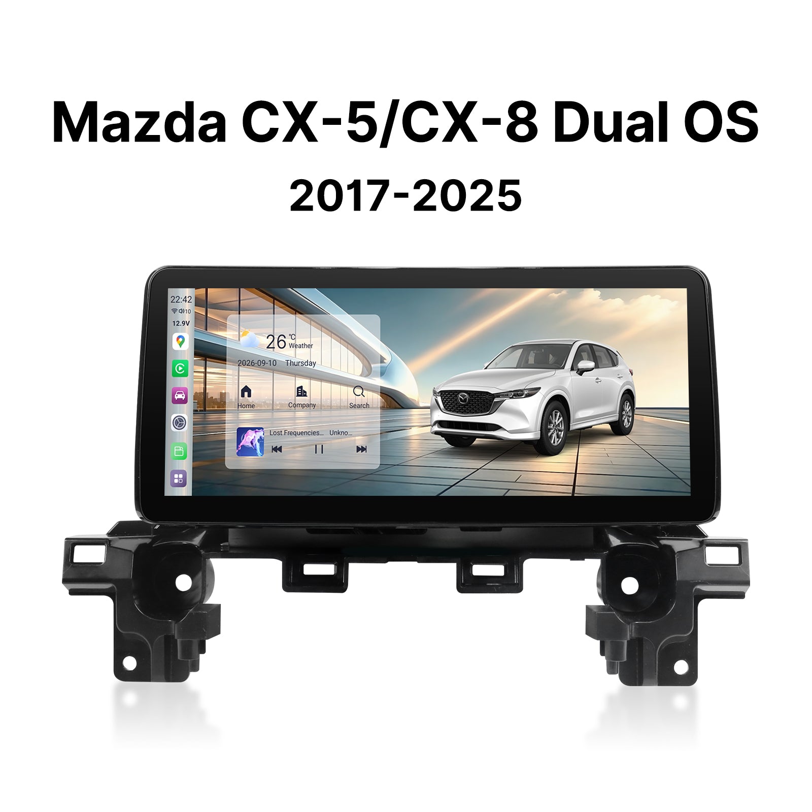Youducar 10.25" Dual System Android GPS Car Radio, Dashboard Navigation Touchscreen Wireless CarPlay for Mazda CX-5 / CX-8 2017-2025