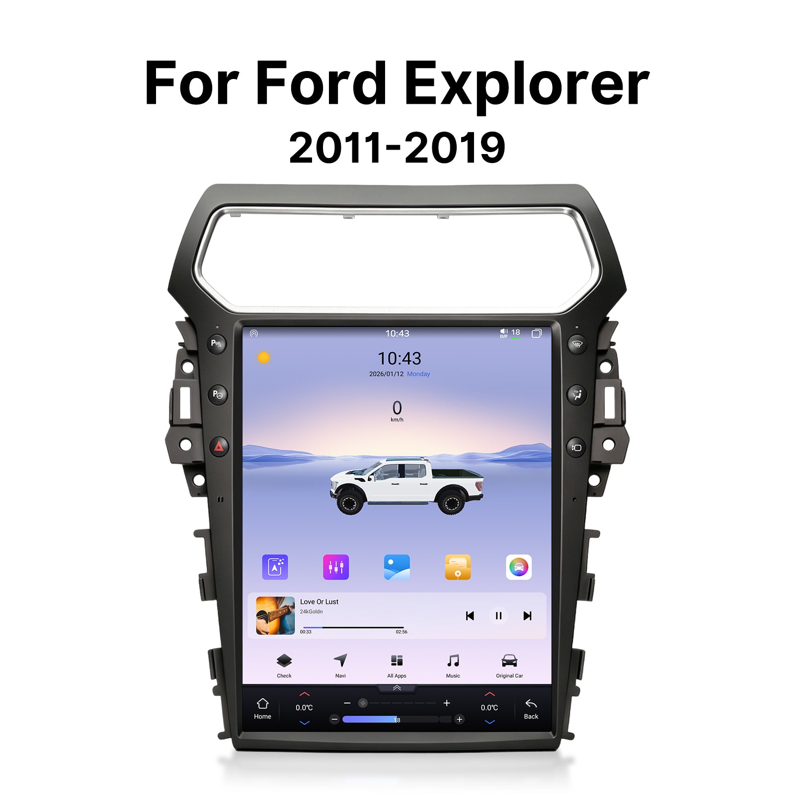 Youducar 13.8" Vertical Tesla-Style Android Head Unit for Ford Explorer 2011-2019 | All-in-One Dashboard Upgrade | Wireless CarPlay & Android Auto