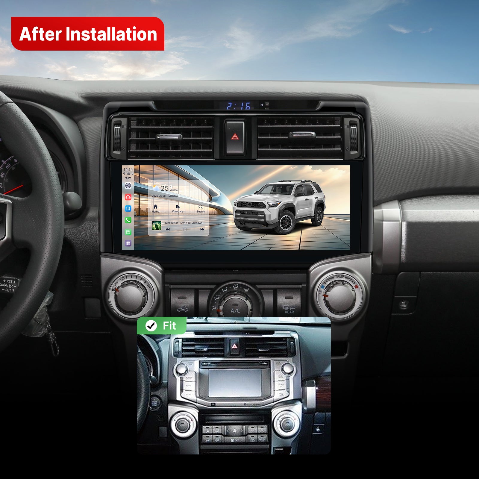 Youducar 12.3 Inch Android Car Stereo For Toyota 4Runner 2010-2023 Car Radio GPS Navigation Head Unit