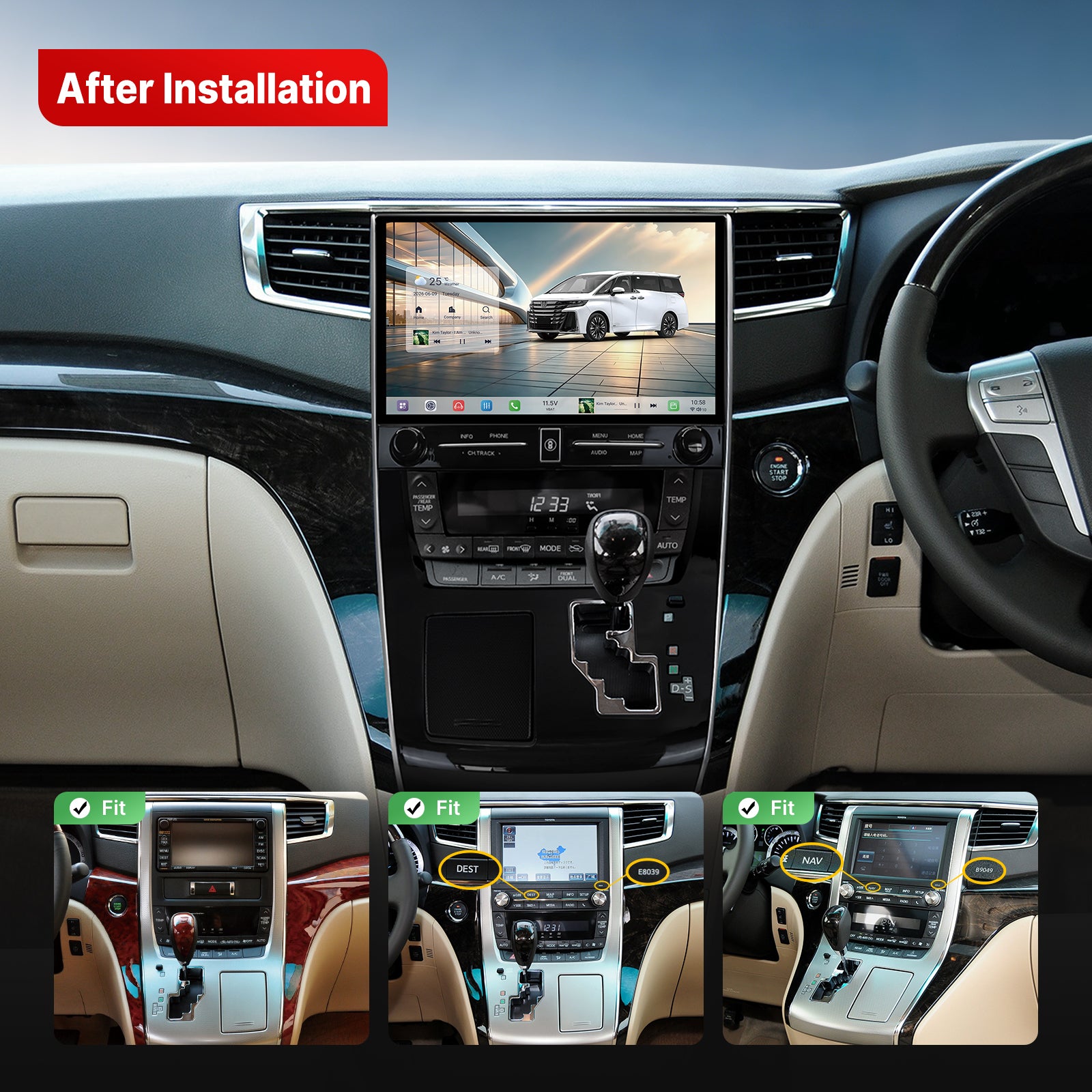 Youducar | Complete 11.5-Inch Android Head Unit Kit for RHD 20-Series to 30-Series Toyota Alphard/Vellfire Conversion (2011-2014)