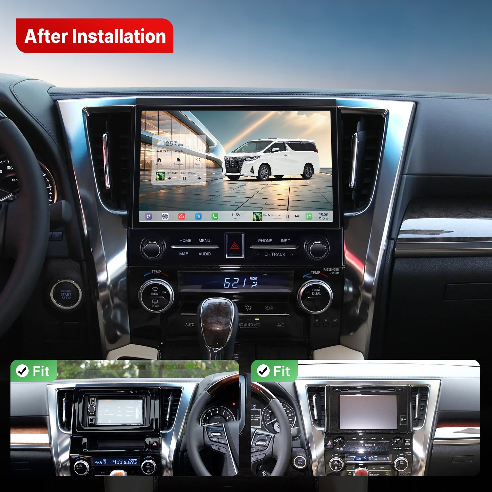 Youducar Head Unit for Toyota Alphard 2015-2019 | Large Touchscreen with Apple CarPlay