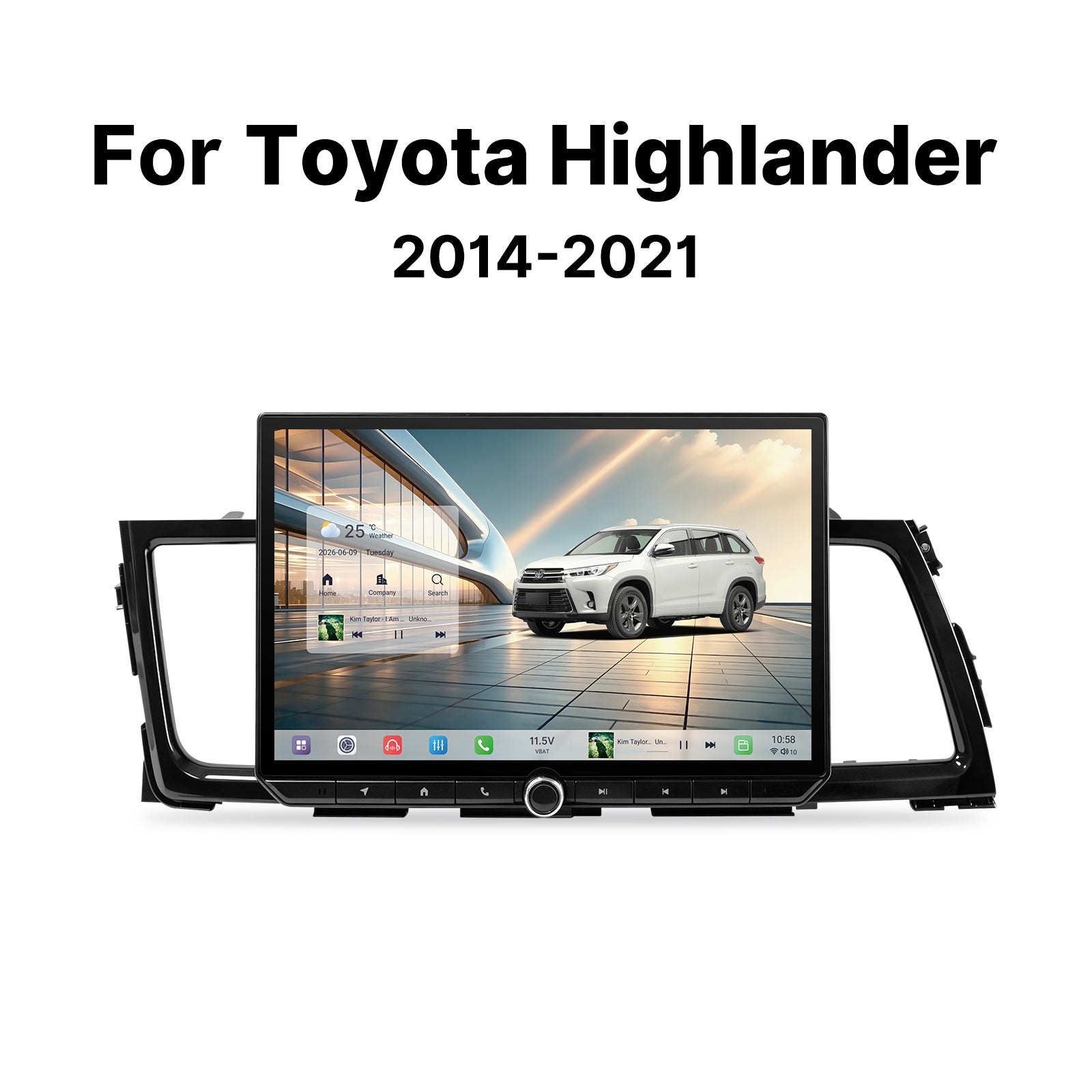 Youducar 13 Inch Android Car Stereo For Toyota Highlander 2014‑2021, Plug and Play Car Radio GPS Navigation Head Unit