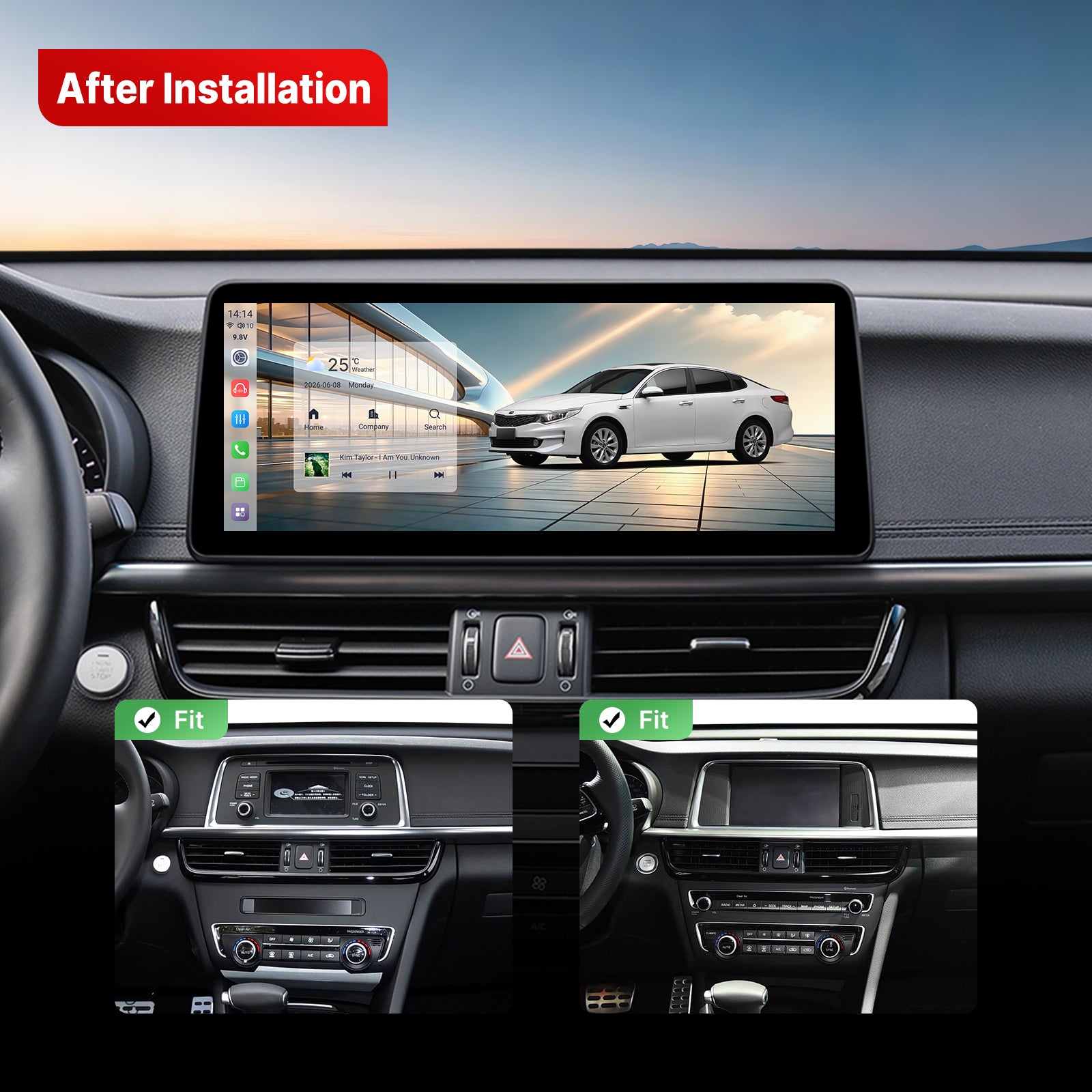 Youducar 12.3-Inch Android Head Unit for Kia K5 (Optima) 2016-2019 | Large Touchscreen with Wireless CarPlay & Android Auto