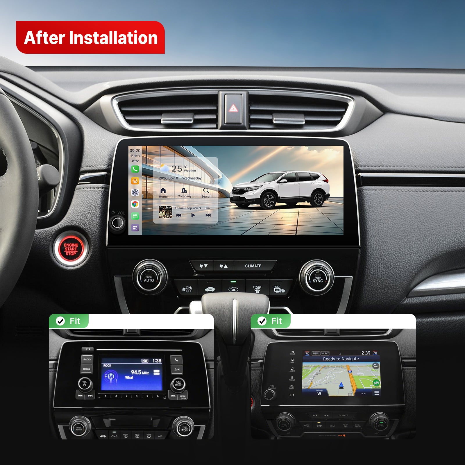 Youducar 10.33-Inch Android Head Unit for Honda CR-V 2017-2022 | Large Touchscreen with Wireless CarPlay & Android Auto