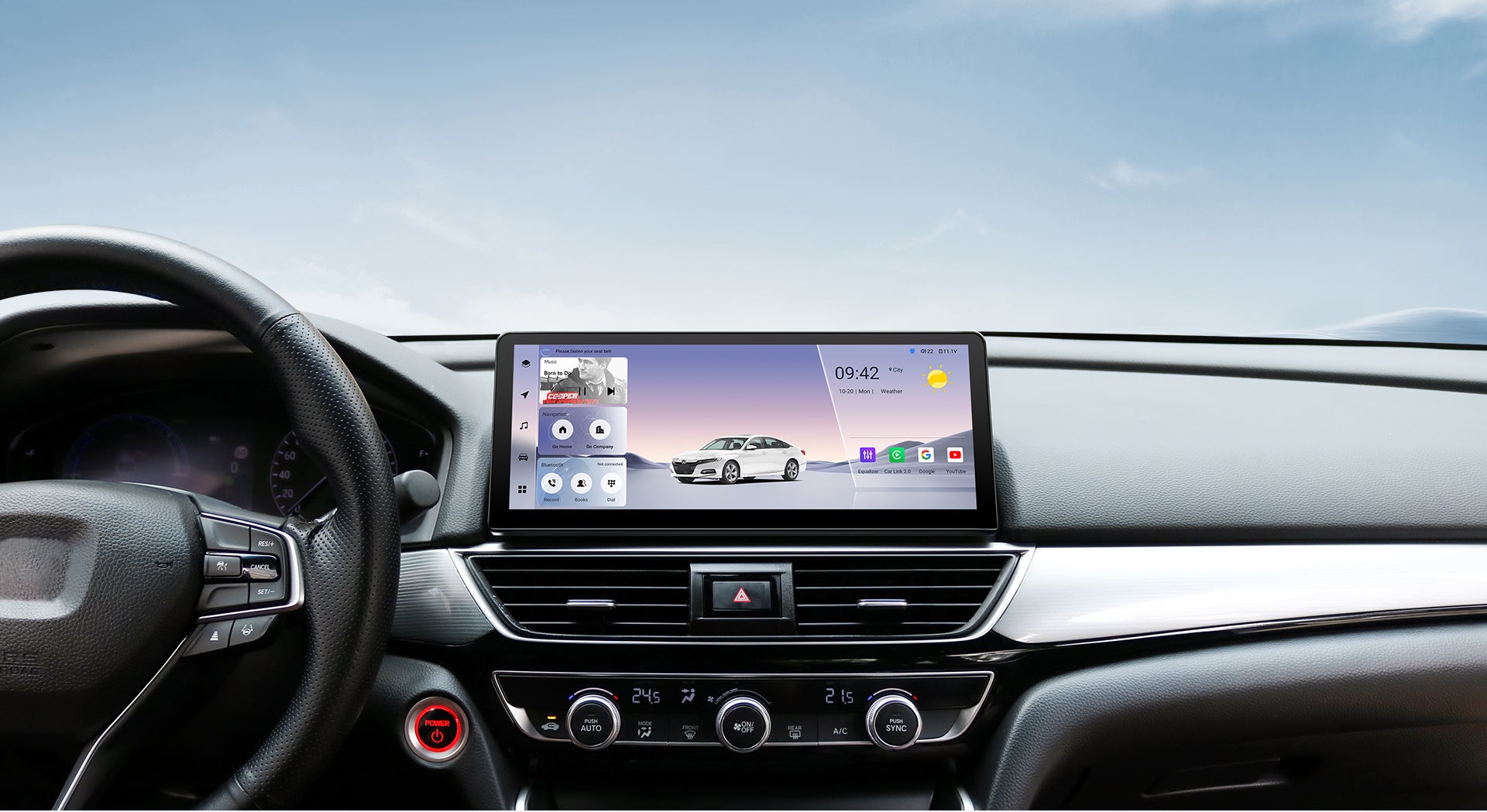 Youducar Android head unit installed in Honda CR-V 2024-2026 with OEM fit and wireless CarPlay