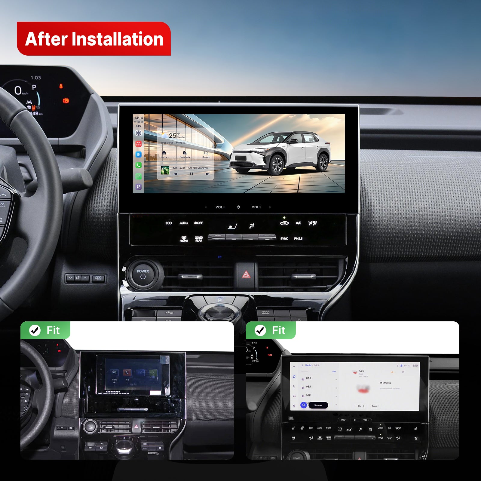 Youducar for Toyota bZ4X 2022-2024 | 12.3-inch OEM Android Head Unit with Wireless CarPlay