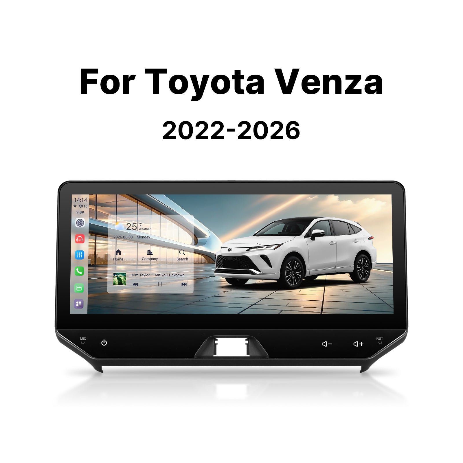 Youducar 12.3-Inch Android Head Unit for Toyota Harrier (Venza) 2022-2026 | Large Touchscreen with Wireless CarPlay & Android Auto