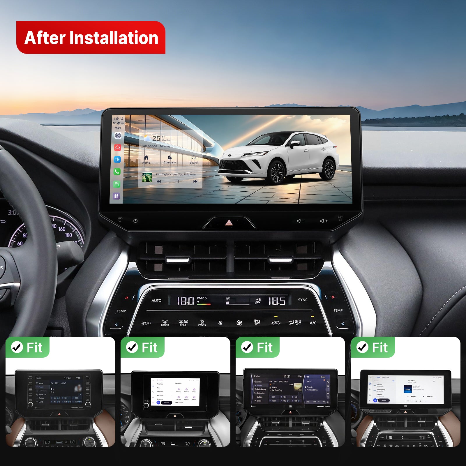 Youducar 12.3-Inch Android Head Unit for Toyota Harrier (Venza) 2022-2026 | Large Touchscreen with Wireless CarPlay & Android Auto