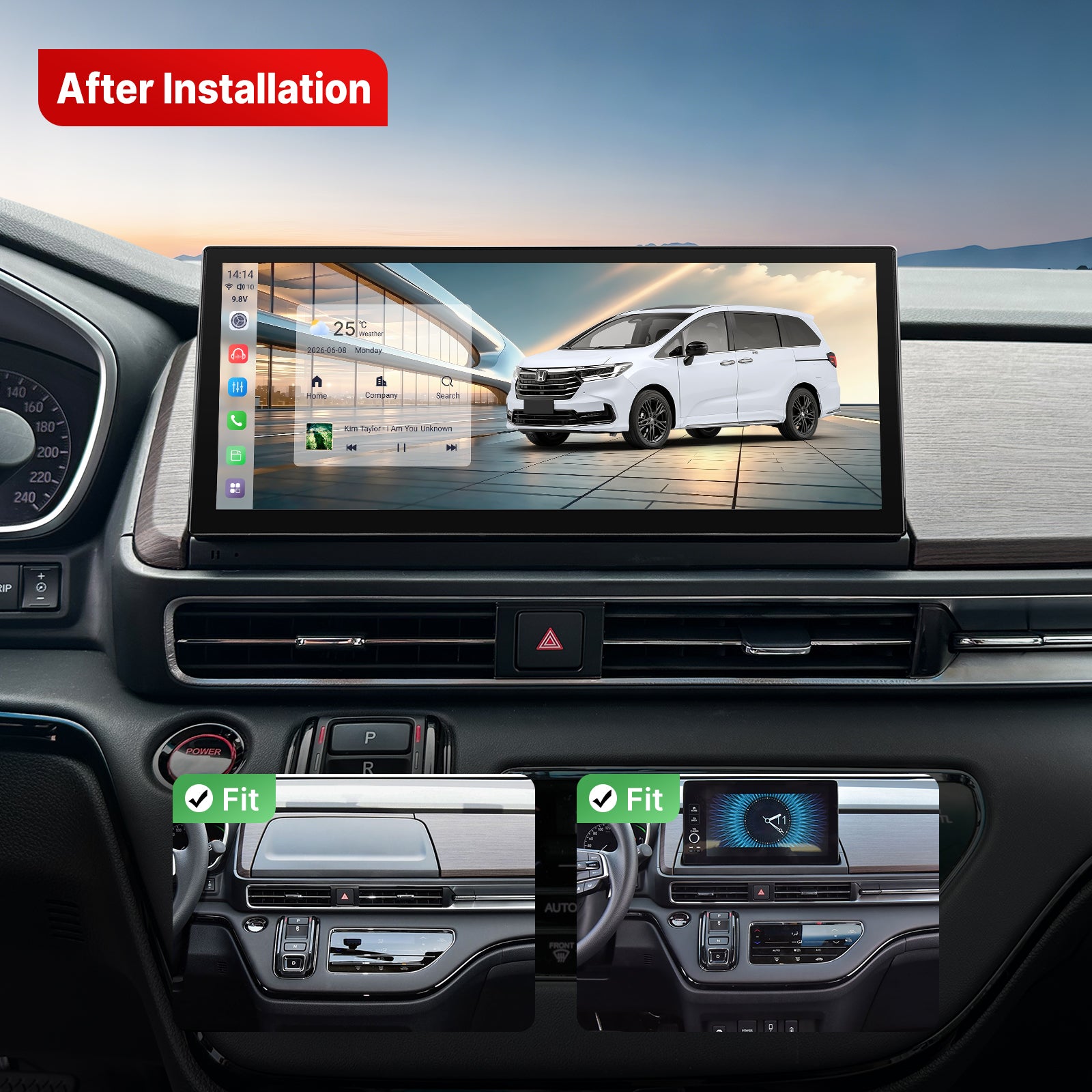 Youducar 12.3-Inch Android Head Unit for Honda Odyssey 2022-2026 | Large Touchscreen with Wireless CarPlay & Android Auto