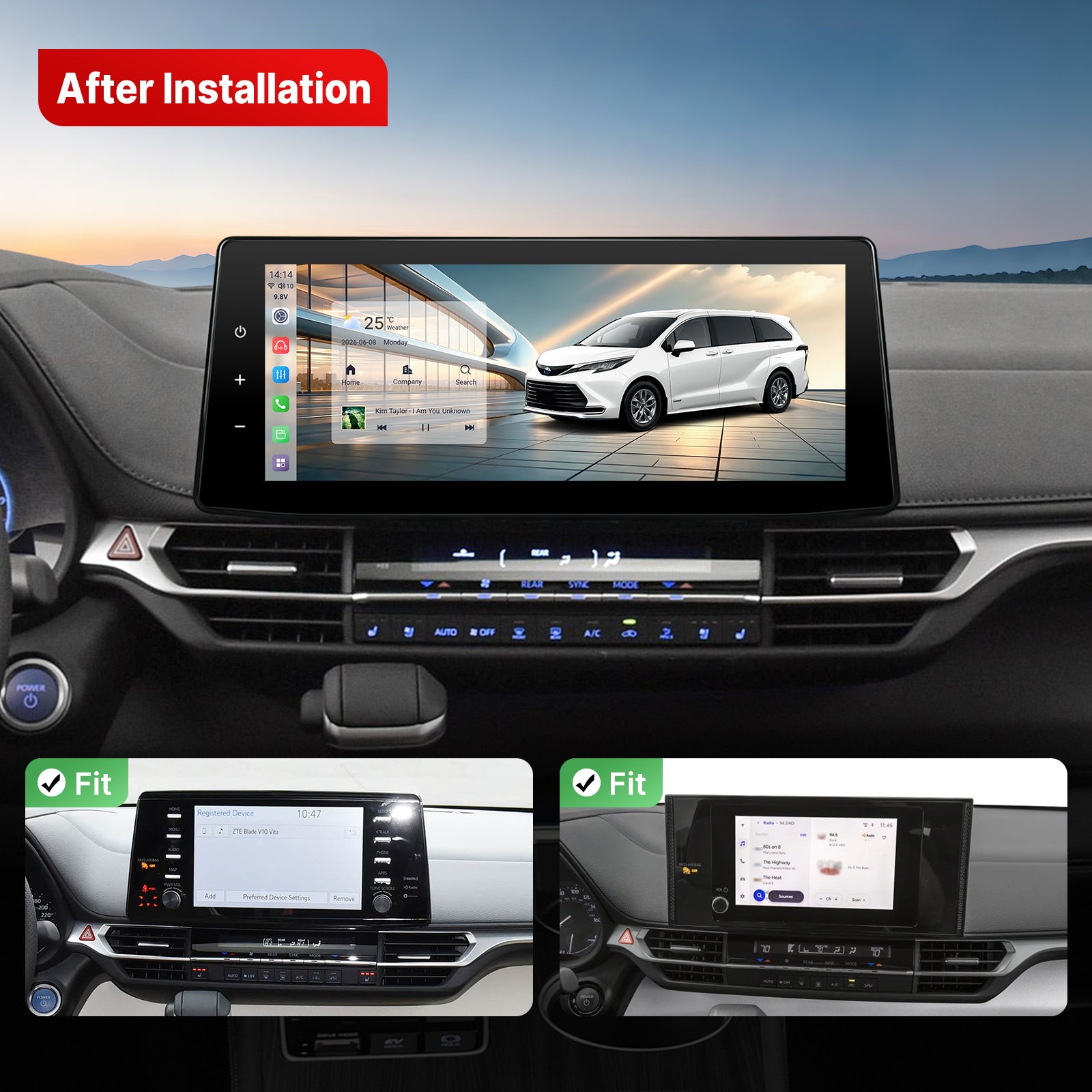 Youducar Android Head Unit for Toyota Sienna 2022-2026 | Wireless CarPlay & Android Auto，Toyota Sienna head unit