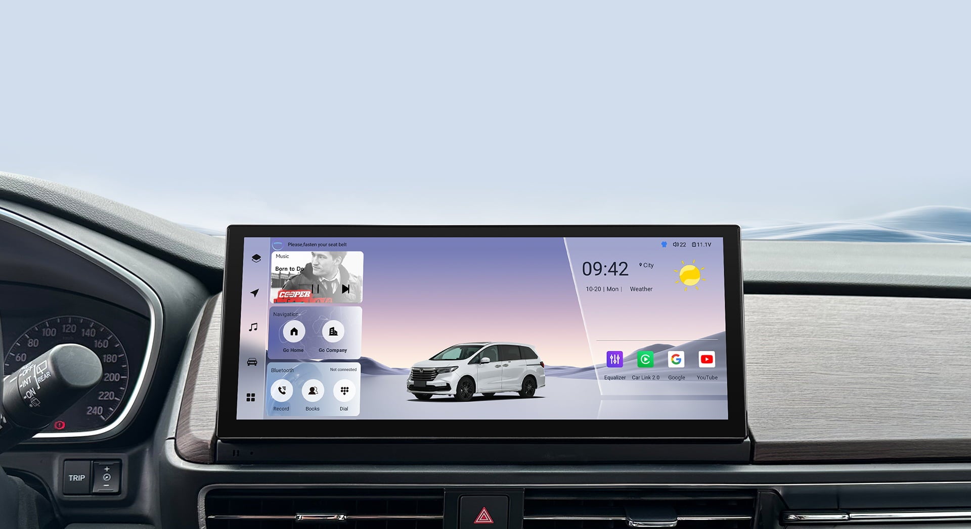 Youducar Android head unit installed in Honda CR-V 2024-2026 with OEM fit and wireless CarPlay