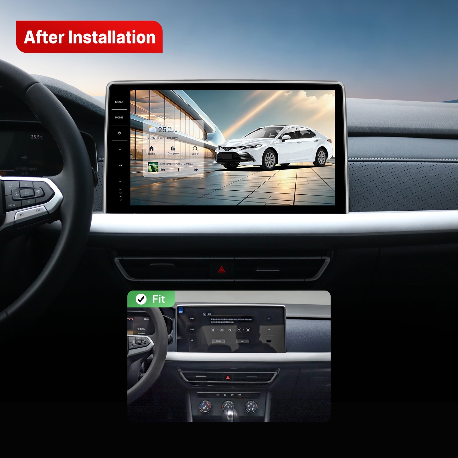 Youducar 12.8-Inch Android Head Unit for Volkswagen 2023-2026 Models | Large Touchscreen with Wireless CarPlay & Android Auto