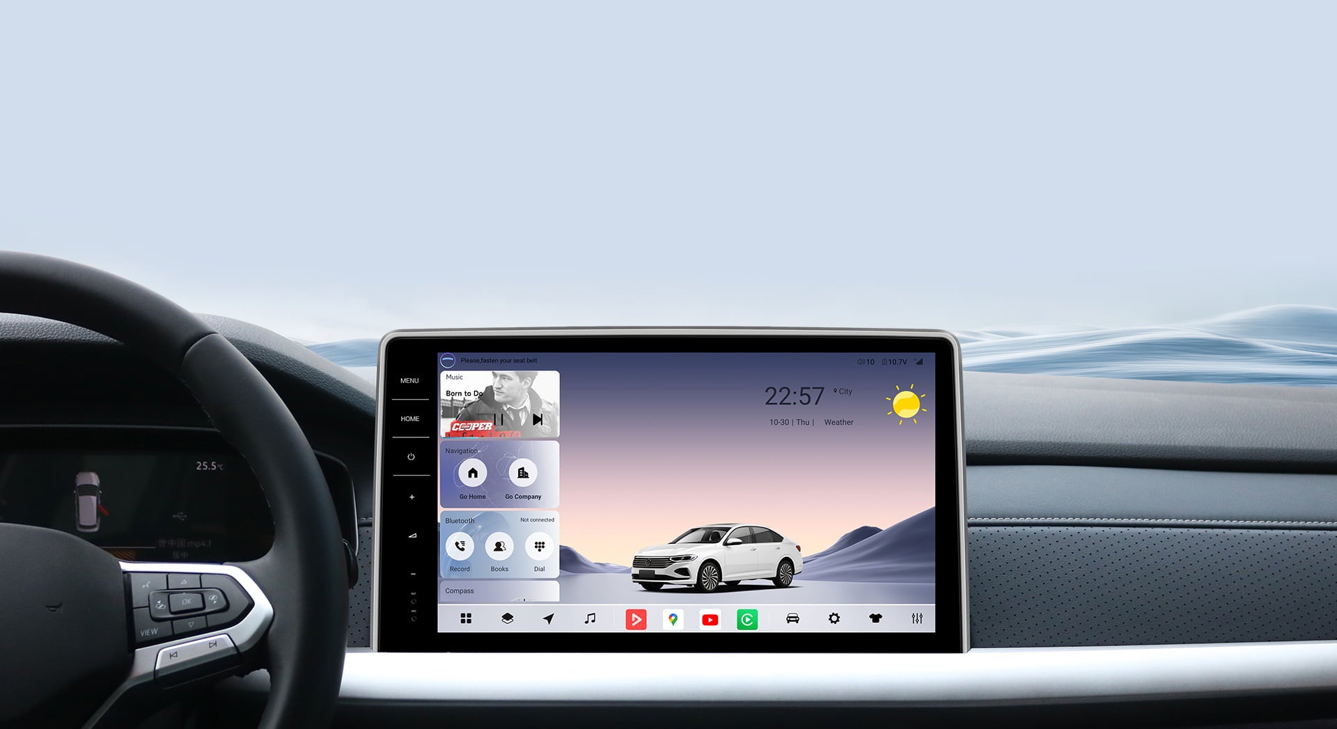 Youducar Android head unit installed in Honda CR-V 2024-2026 with OEM fit and wireless CarPlay