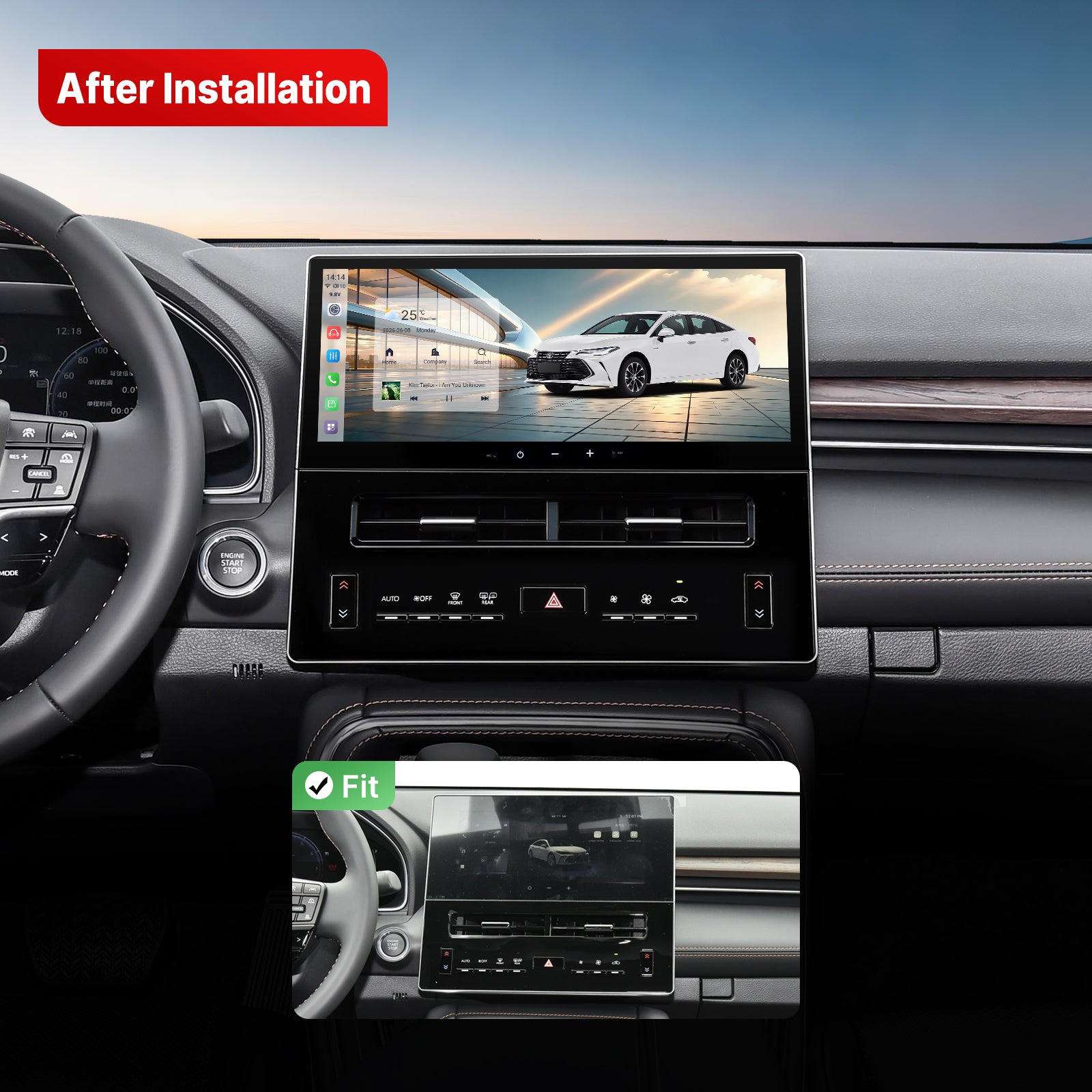 Youducar 12.3-Inch Android Head Unit for Toyota Avalon 2024-2026 | Flagship Touchscreen with Wireless CarPlay & Android Auto