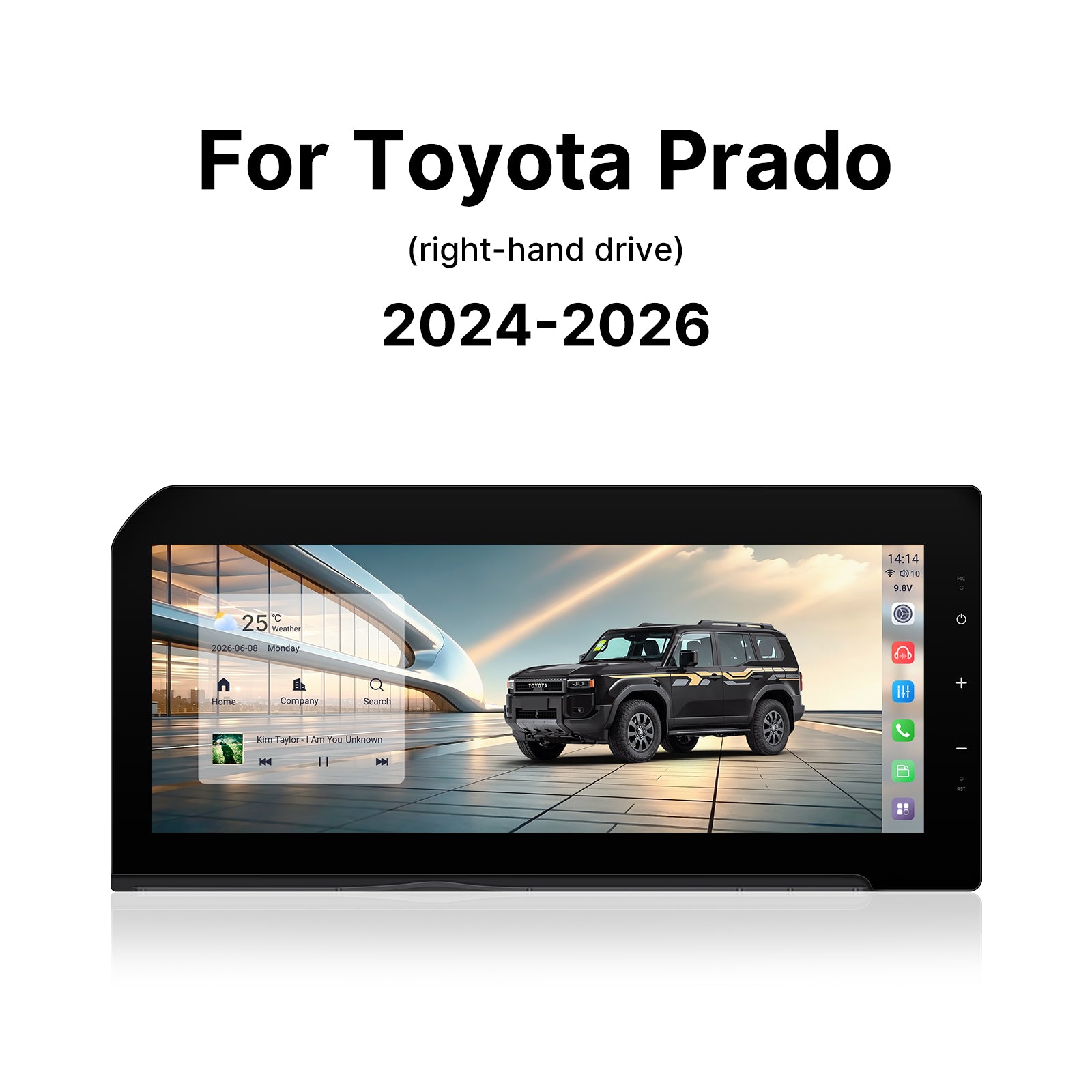 Youducar 12.3-Inch Android Head Unit for Toyota Land Cruiser Prado RHD 2024-2026 | OEM-Style Touchscreen with Wireless CarPlay & Android Auto