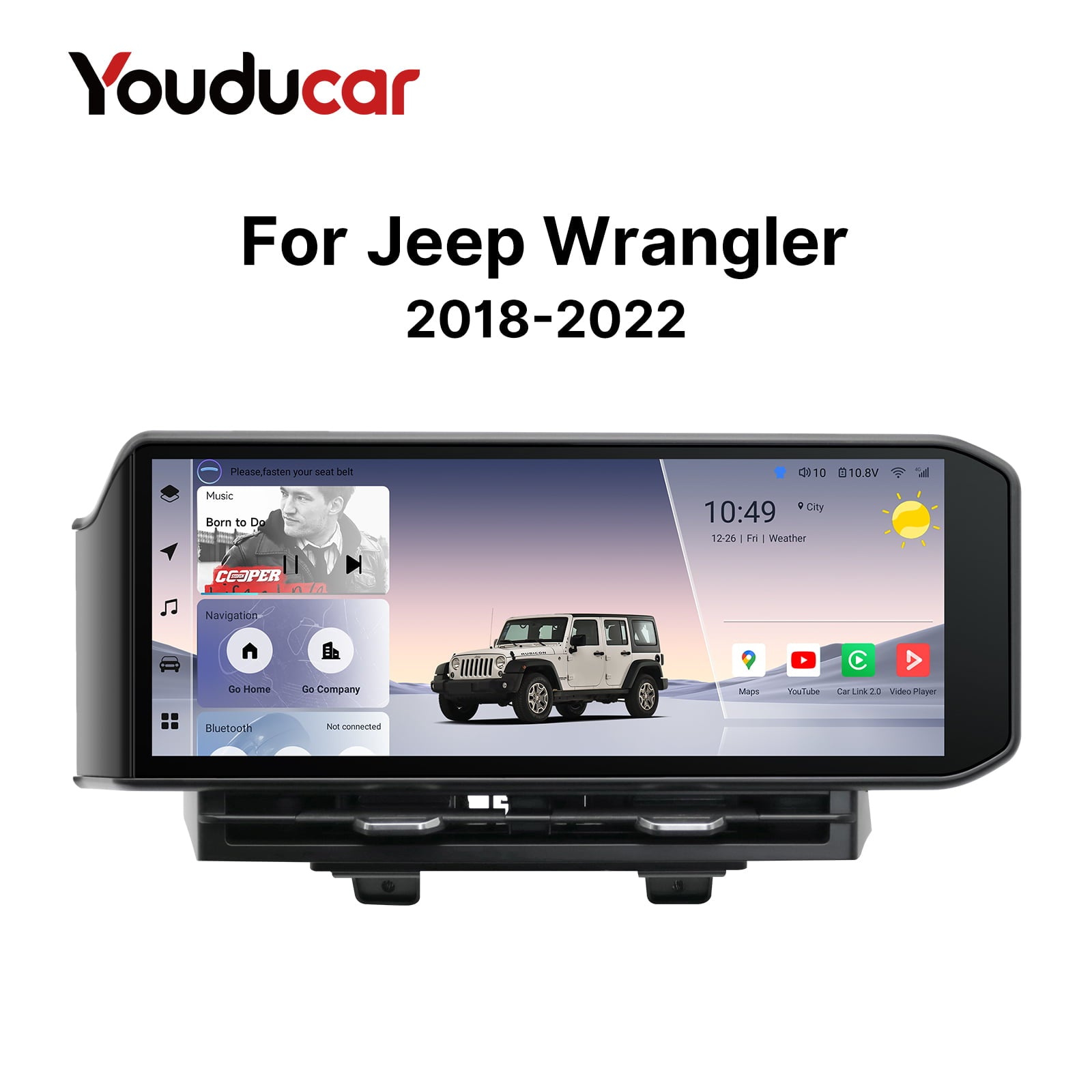 Youducar Android Head Unit for Jeep Wrangler 2018-2023 | Wireless CarPlay & Android Auto Jeep