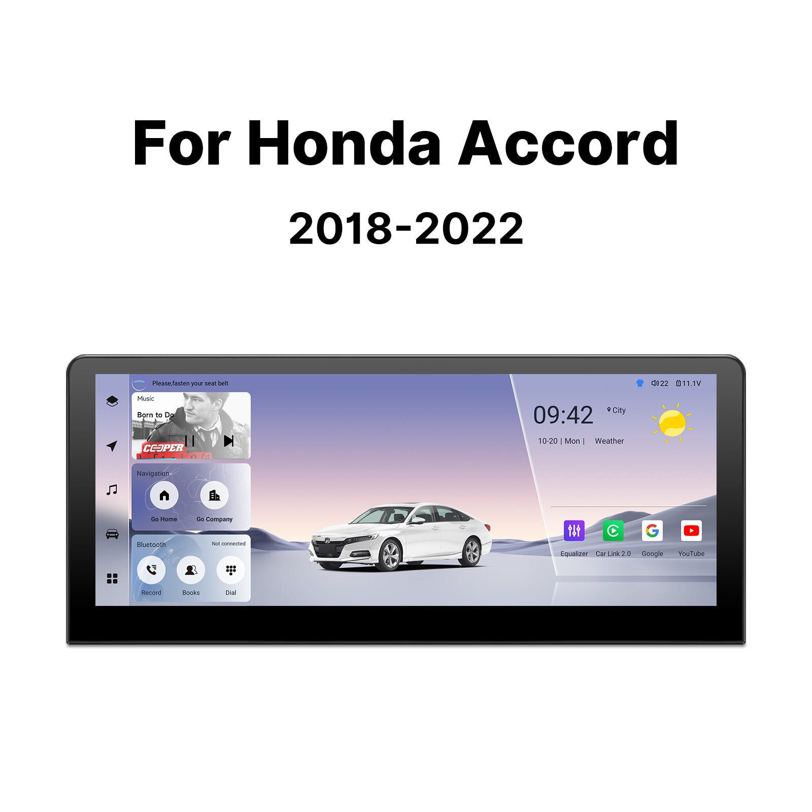 Youducar 12.3-inch Android Head Unit for 10th Gen Honda Accord 2018-2022, Wireless Apple CarPlay, Android Auto