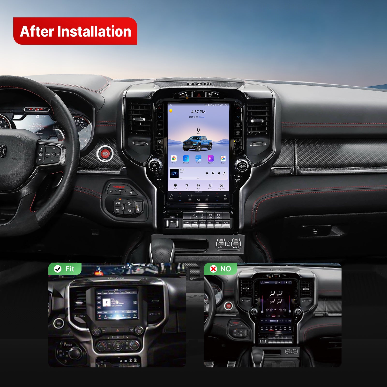 Youducar 13.6 Inch Android Car Stereo For Dodge Ram 2019‑2026, Plug and Play Car Radio GPS Navigation Head Unit