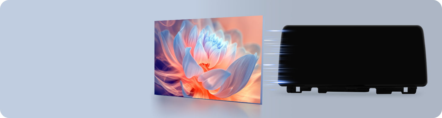 Demonstration of Optical Bonding screen technology used in Youducar head units. Shows a vivid lotus flower image on the left, and the device on the right with a screen that appears almost completely dark when off, featuring no air gap to prevent dust ingress and reduce glare.