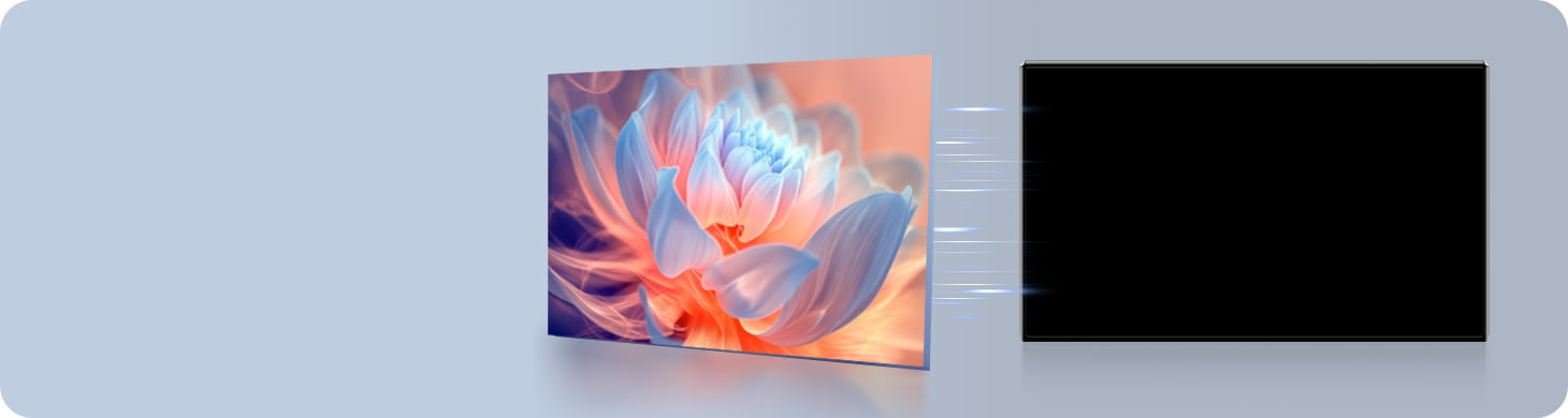 Demonstration of Optical Bonding screen technology used in Youducar head units. Shows a vivid lotus flower image on the left, and the device on the right with a screen that appears almost completely dark when off, featuring no air gap to prevent dust ingress and reduce glare.