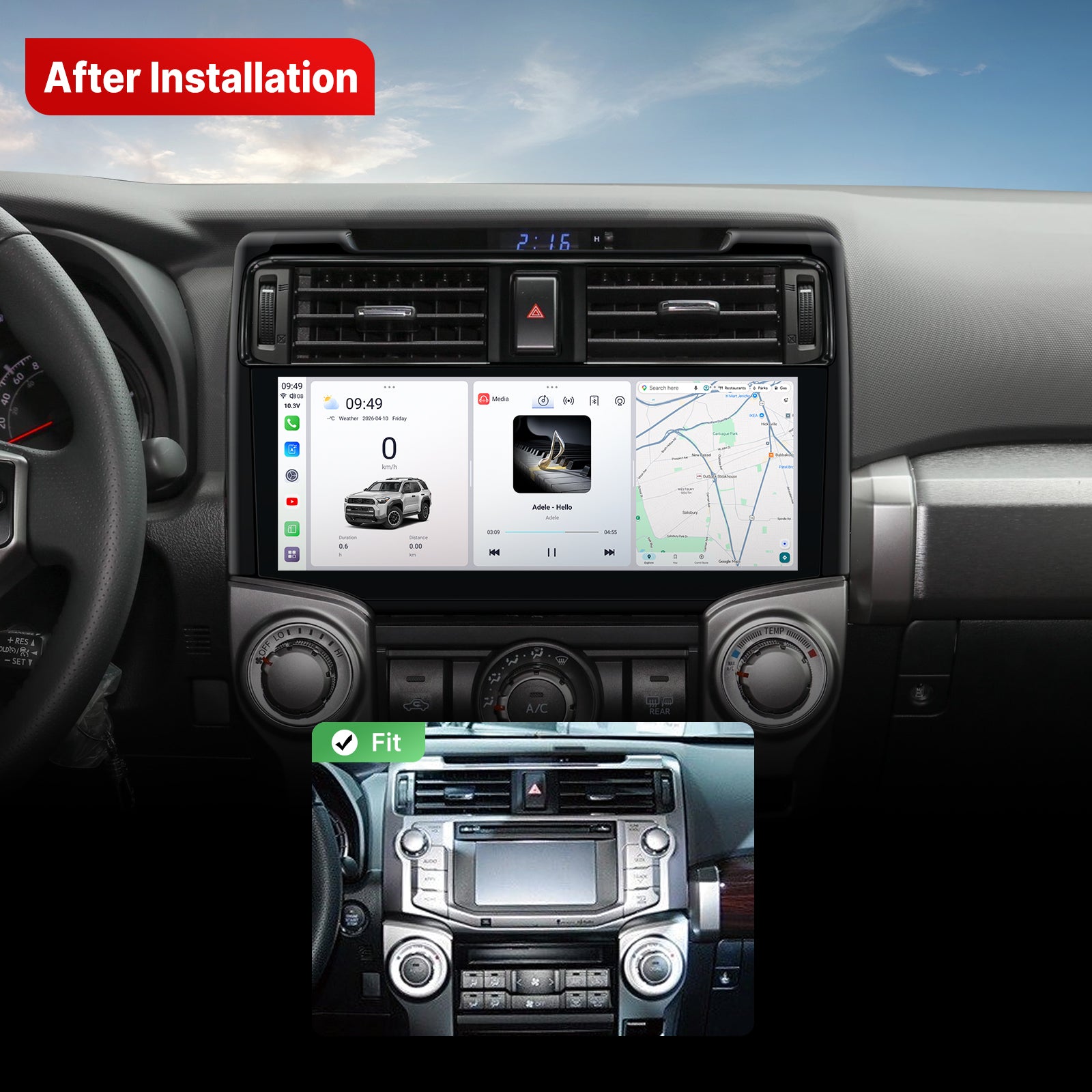 Youducar 12.3 Inch Android Car Stereo For Toyota 4Runner 2010-2023 Car Radio GPS Navigation Head Unit