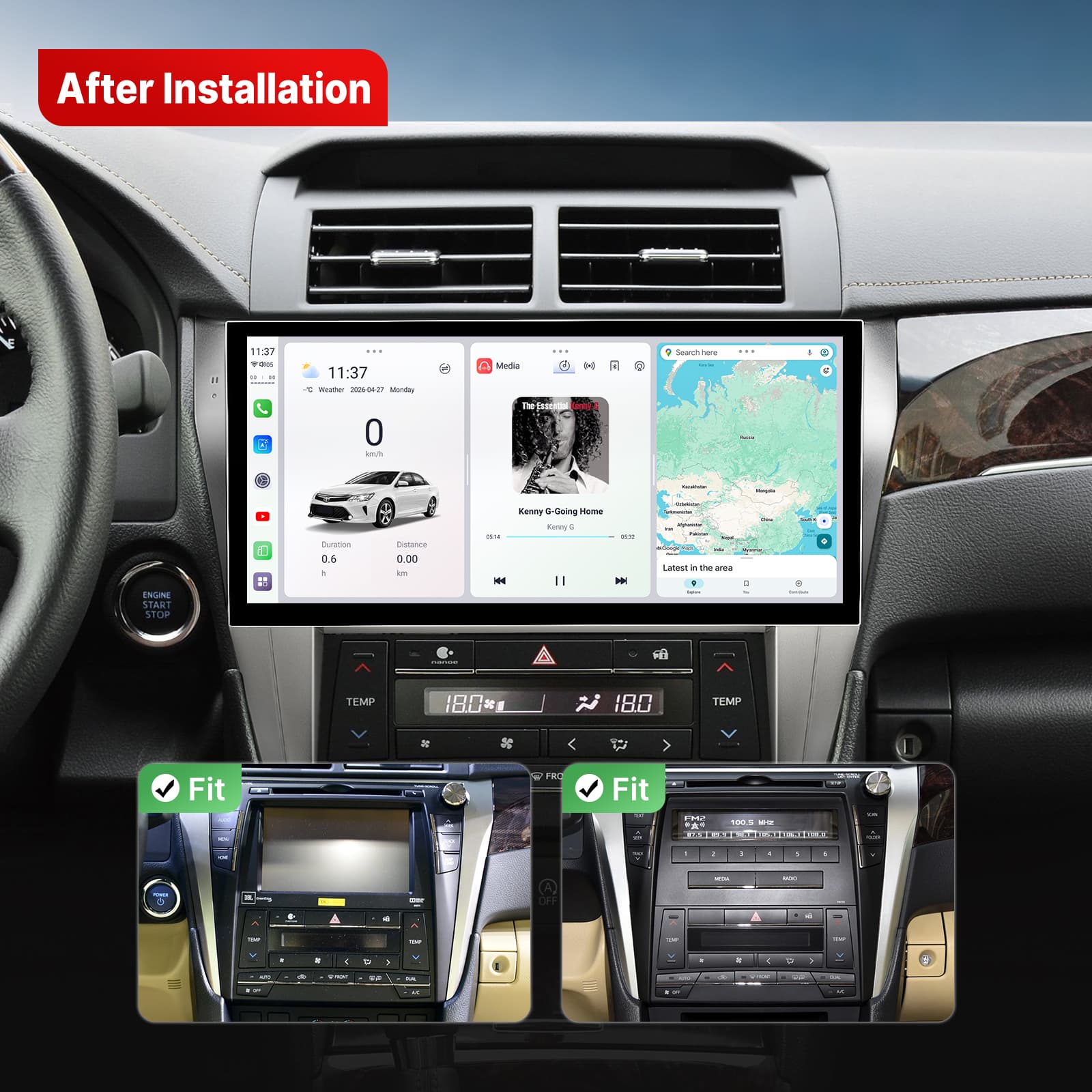 Youducar 12-Inch Android Head Unit for Toyota Camry 2015-2017 | Large Touchscreen with Wireless CarPlay & Android Auto
