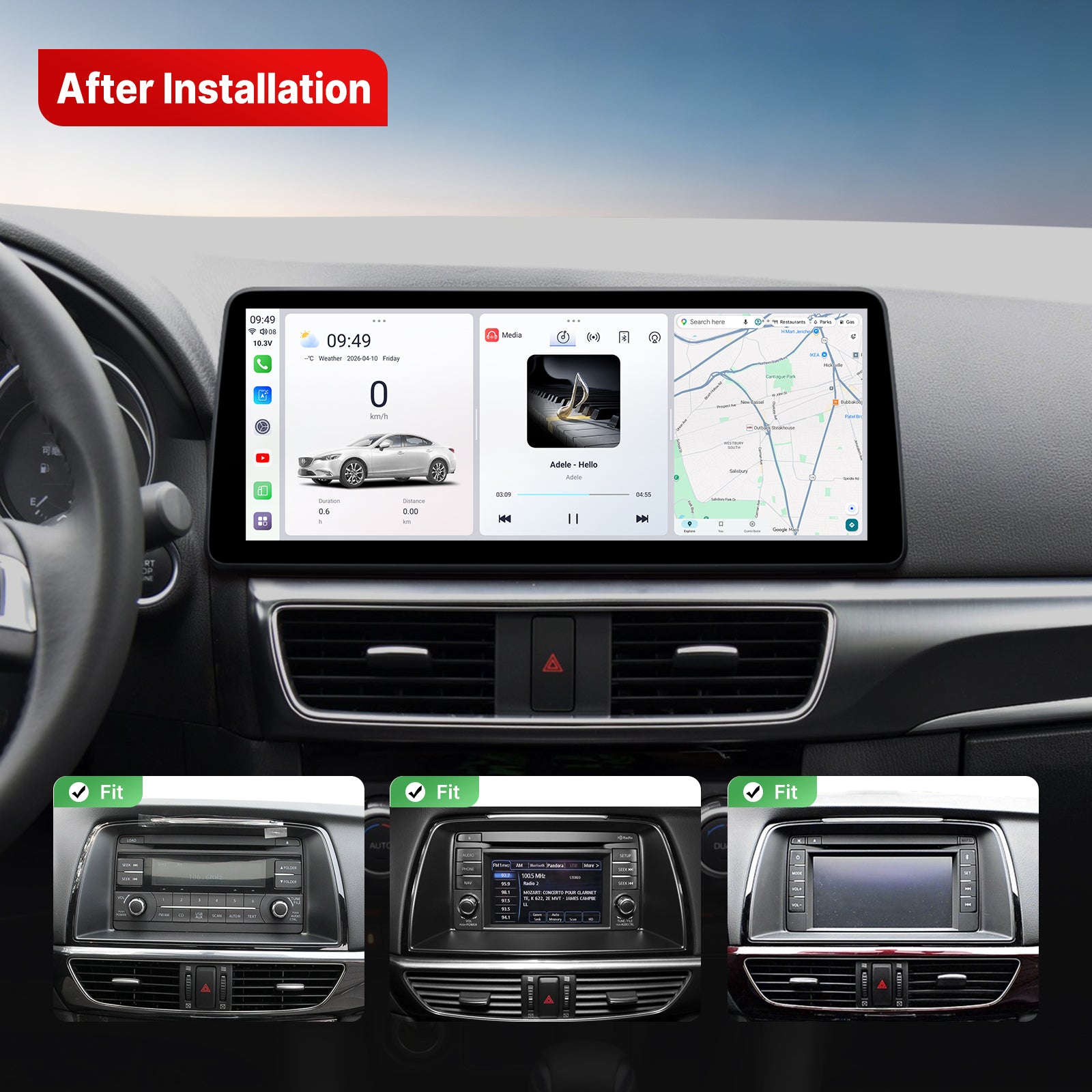 Youducar 12.3-Inch Android Head Unit for Mazda 6 (Atenza) 2014-2016 | Large Touchscreen with Wireless CarPlay & Android Auto