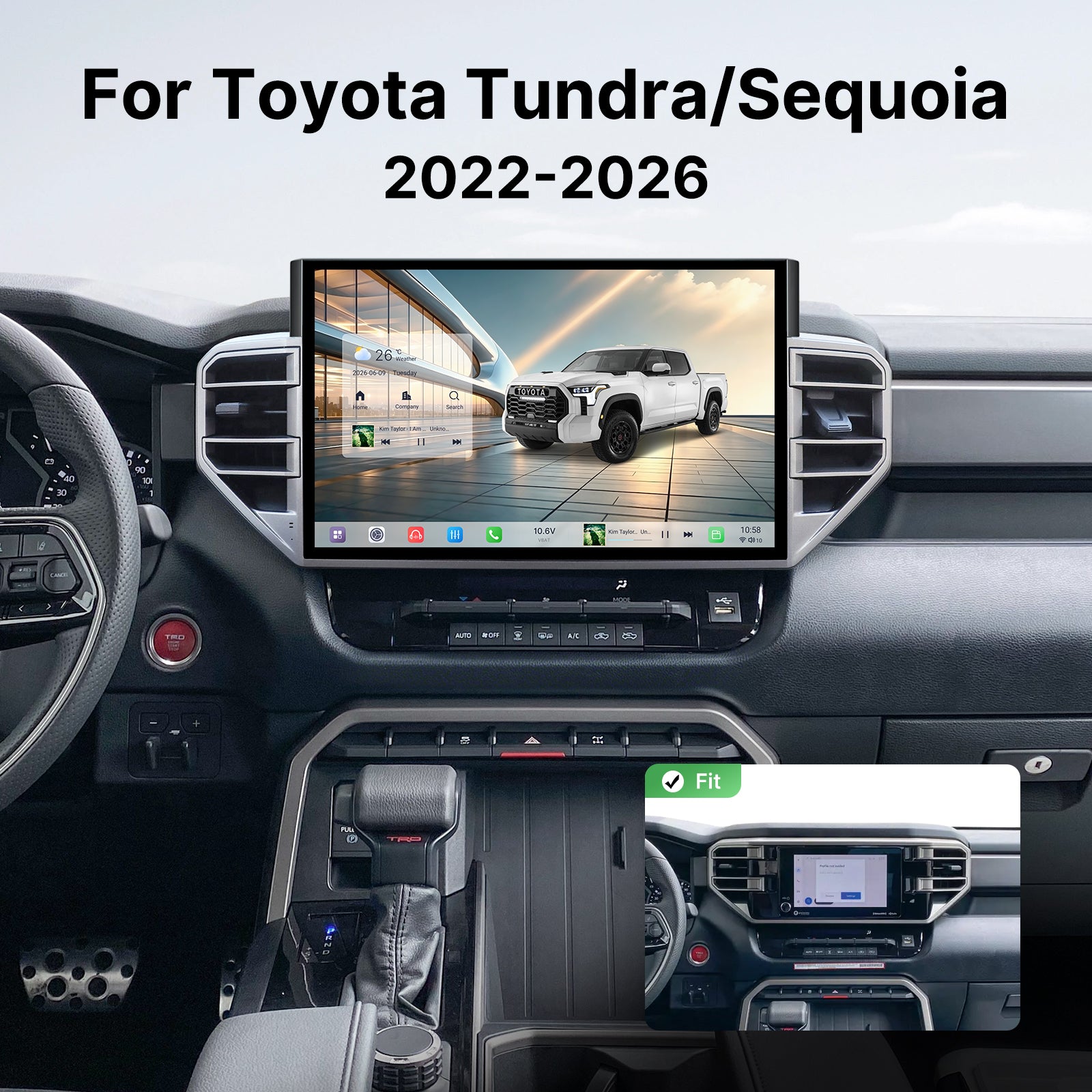 USA Warehouse in Stock [8G+256G] Youducar 14.6-Inch Android Head Unit for Toyota Tundra/Sequoia 2022-2026 | Giant Touchscreen Command Center with Wireless CarPlay & Android Auto
