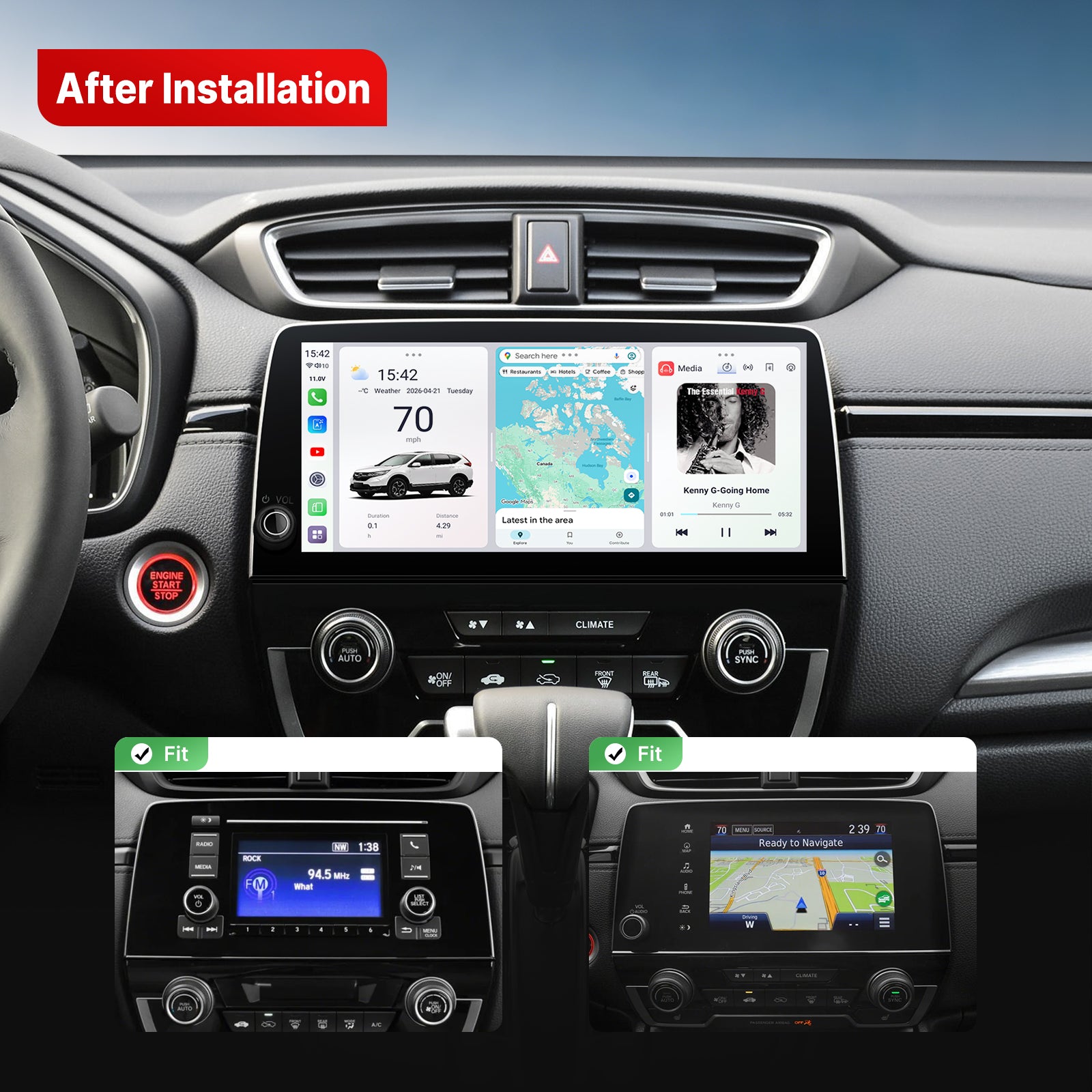 Youducar 10.33-Inch Android Head Unit for Honda CR-V 2017-2022 | Large Touchscreen with Wireless CarPlay & Android Auto