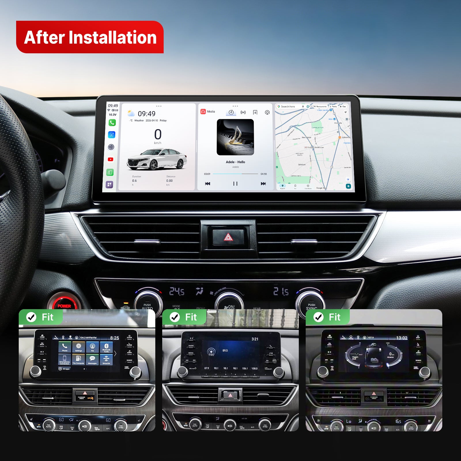 Youducar 12.3-inch Android Head Unit for 10th Gen Honda Accord 2018-2022, Wireless Apple CarPlay, Android Auto