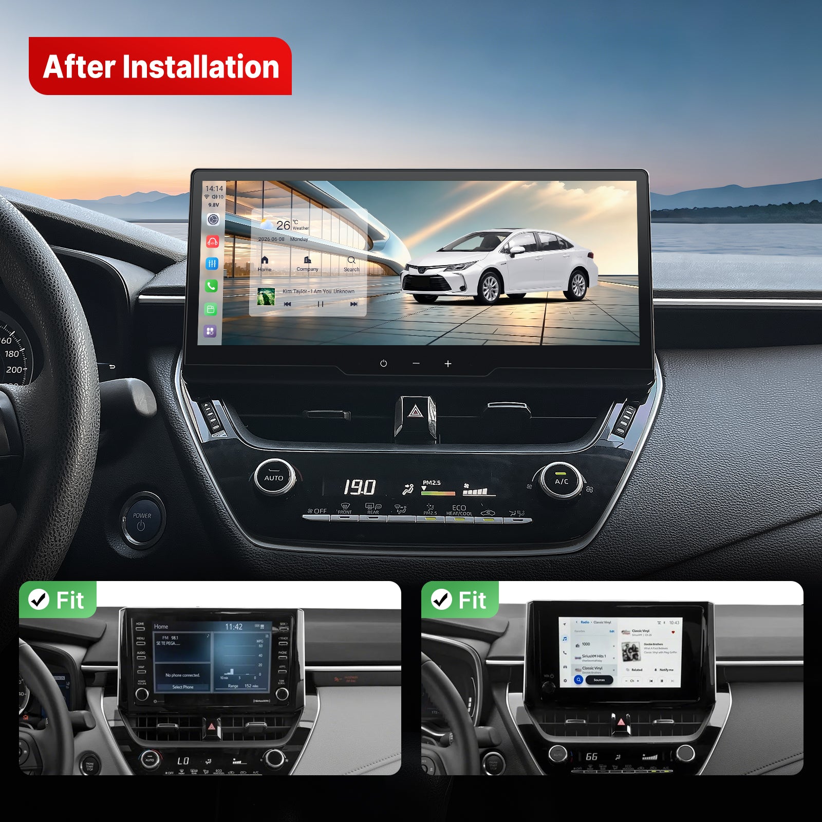 Youducar Android Stereo for Toyota Corolla & Corolla Cross 2019-2026 - Wireless CarPlay