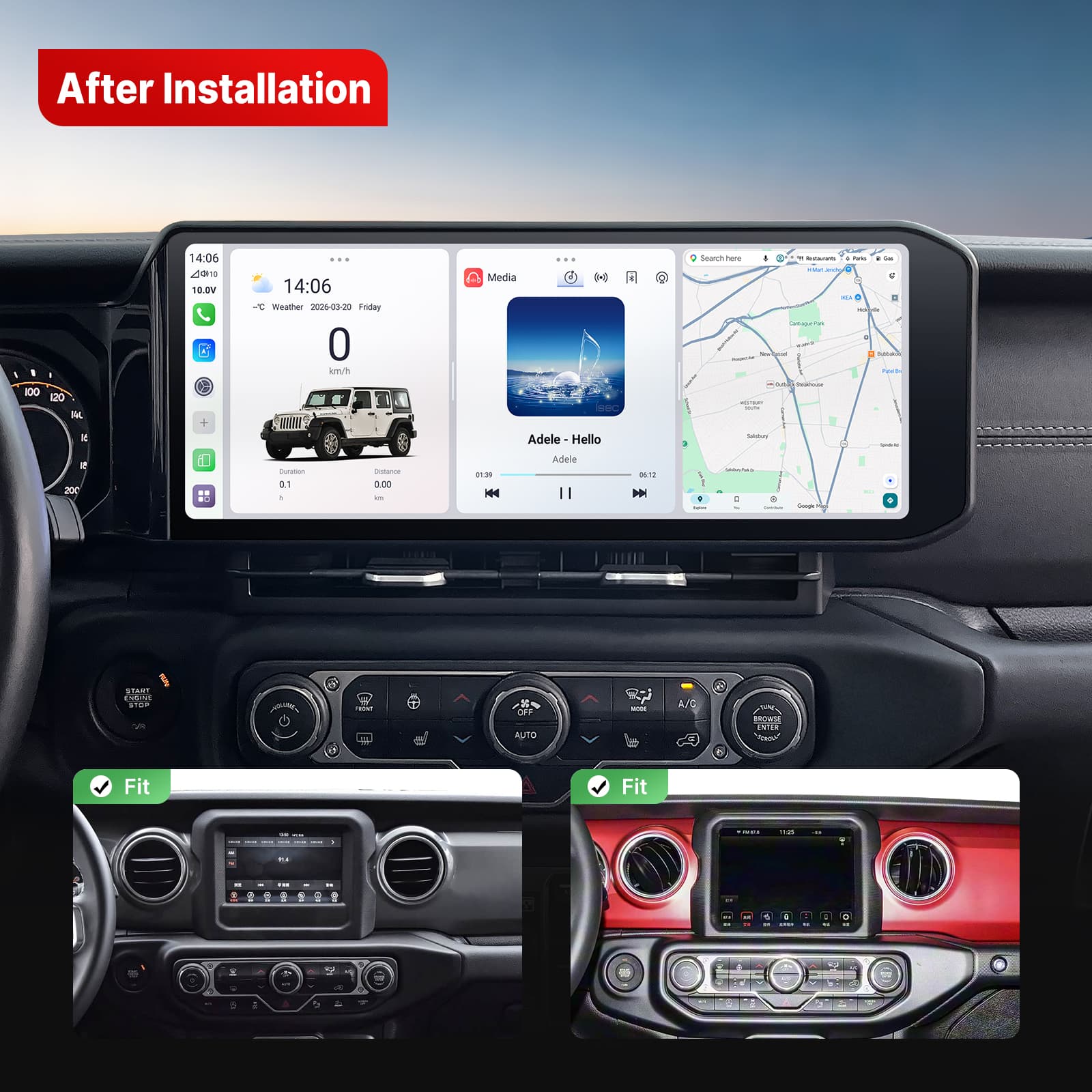 Youducar Android Head Unit for Jeep Wrangler 2018-2022 | Wireless CarPlay & Android Auto