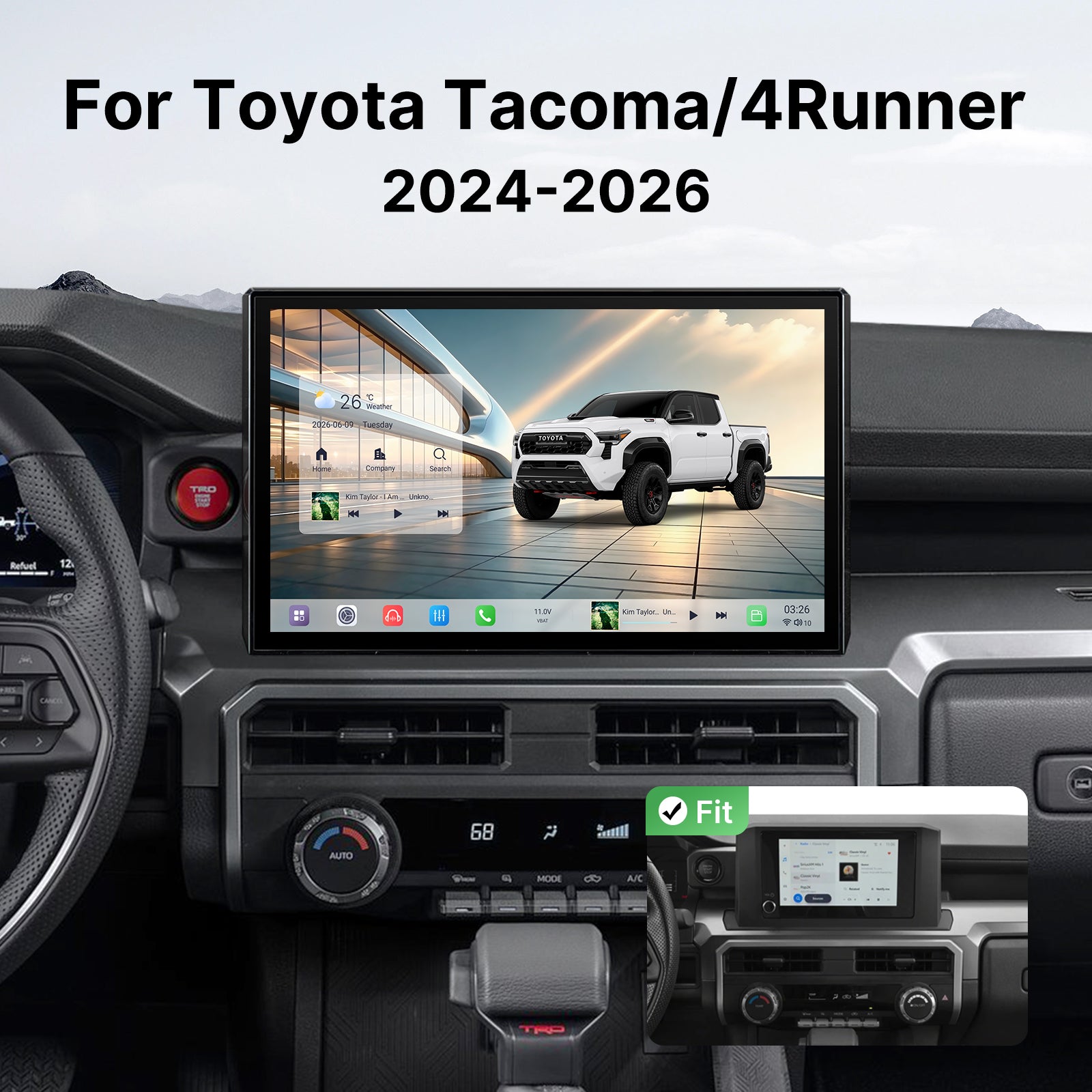 Youducar 14.6-Inch Android Head Unit for Toyota Tacoma 2024 | Giant Touchscreen with Wireless CarPlay & Android Auto