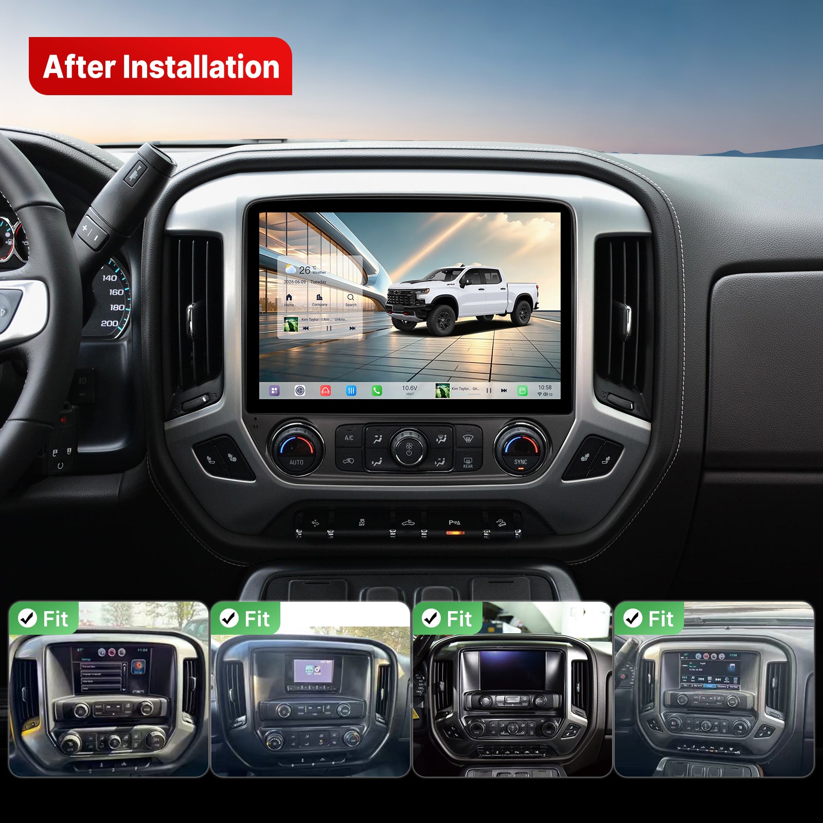 Youducar 12 Inch Android Car Stereo for Chevrolet Silverado 2014-2020, Wireless CarPlay Android Auto GPS Navigation Touch Screen Head Unit
