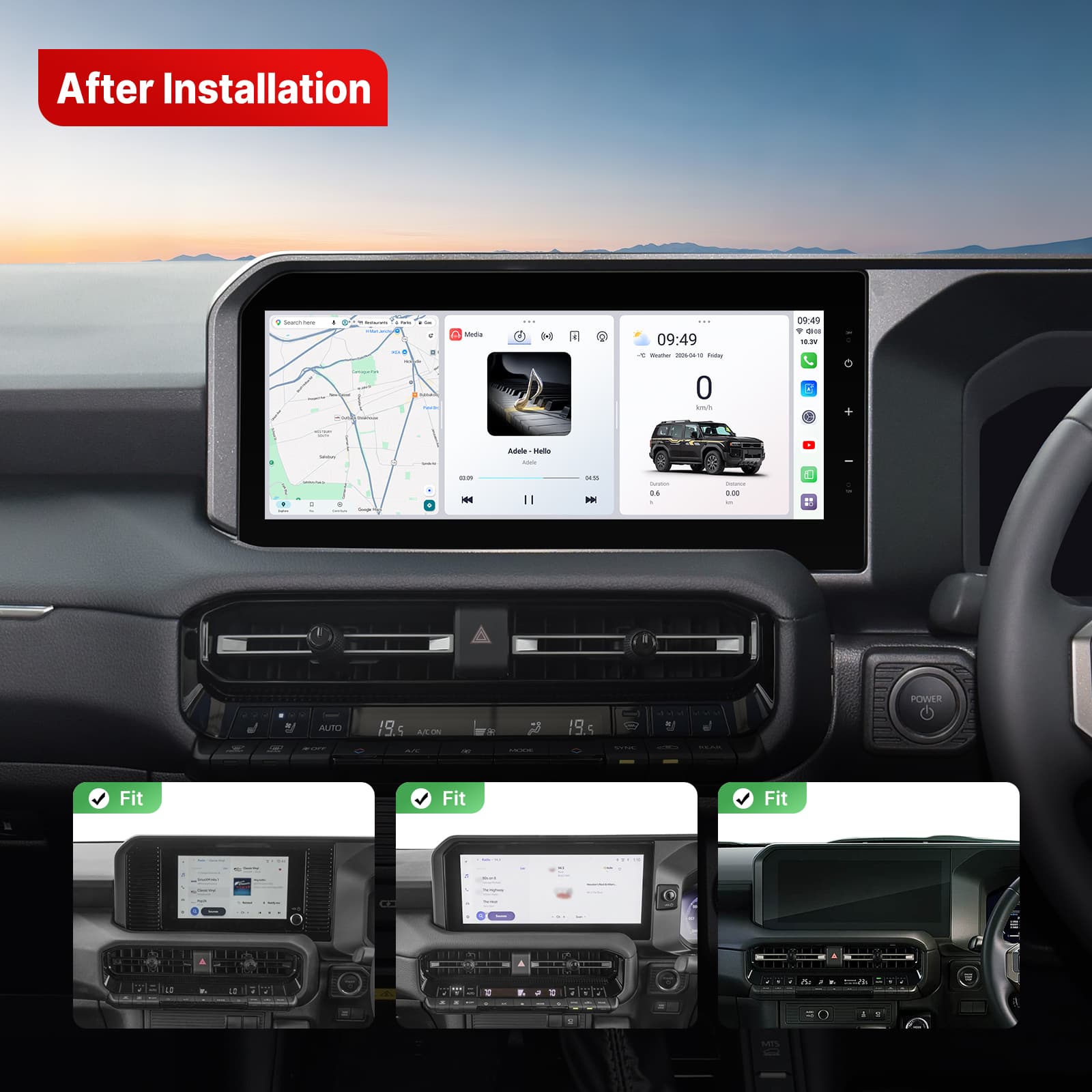 Youducar 12.3-Inch Android Head Unit for Toyota Land Cruiser Prado RHD 2024-2026 | OEM-Style Touchscreen with Wireless CarPlay & Android Auto