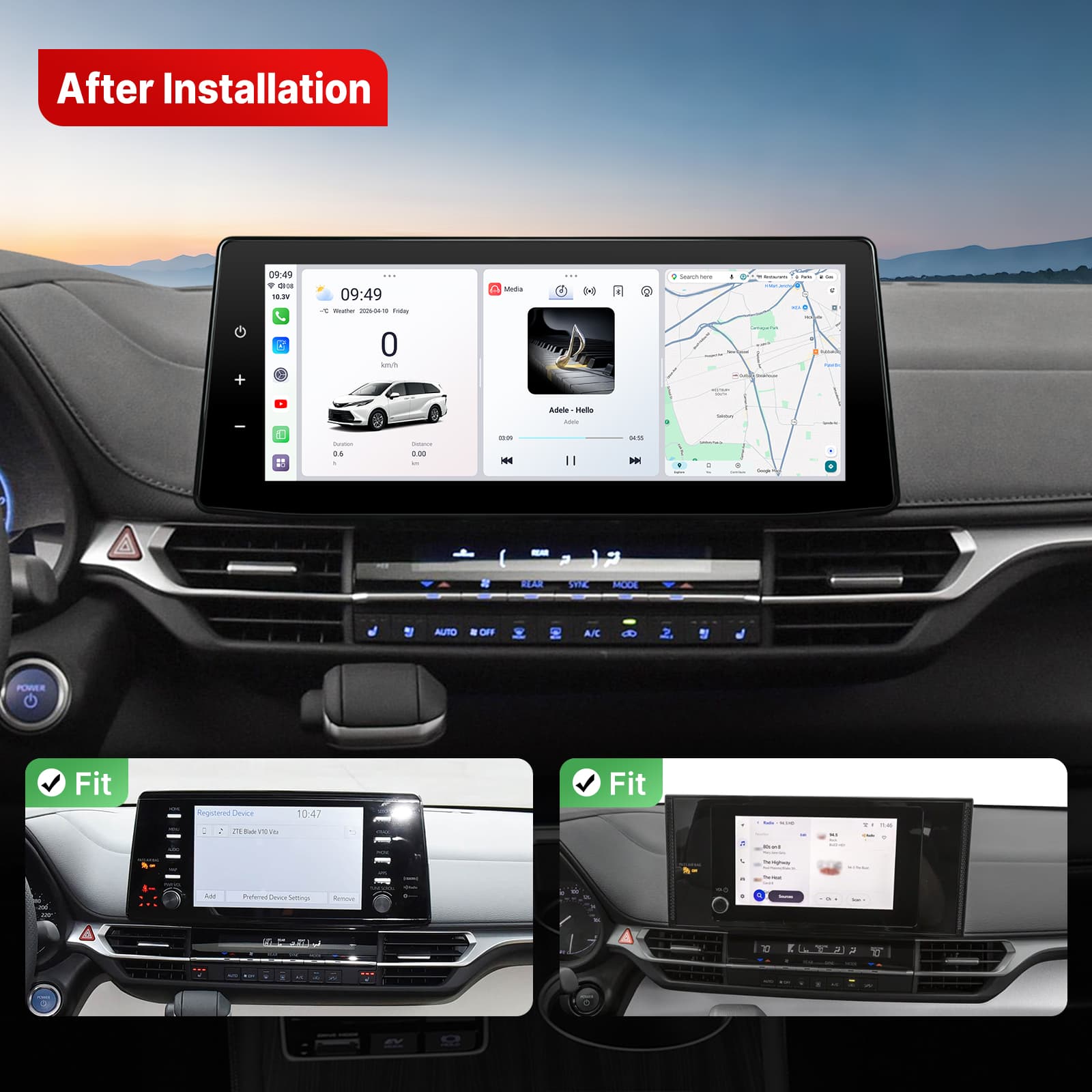 Youducar Android Head Unit for Toyota Sienna 2022-2026 | Wireless CarPlay & Android Auto，Toyota Sienna head unit