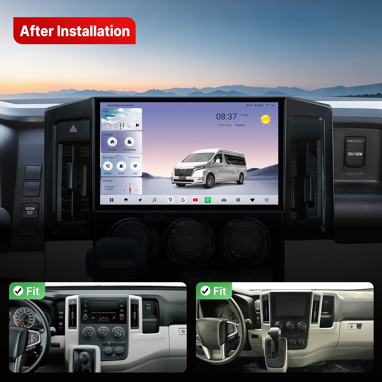 Youducar Android Head Unit for Toyota HiAce 2019-2025 | Large Touchscreen with CarPlay Toyota