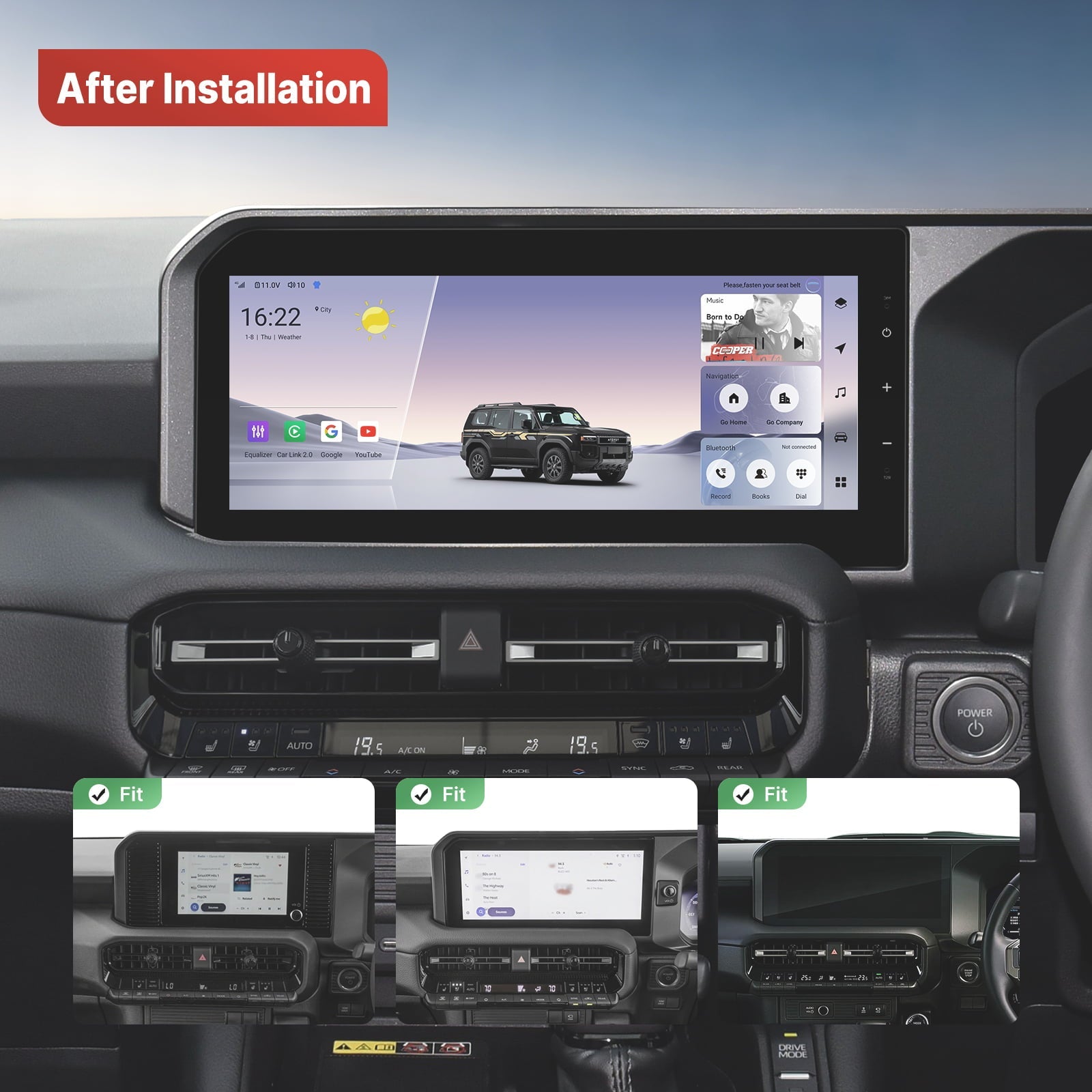 Youducar 12.3-Inch Android Head Unit for Toyota Land Cruiser Prado RHD 2024-2026 | OEM-Style Touchscreen with Wireless CarPlay & Android Auto Toyota