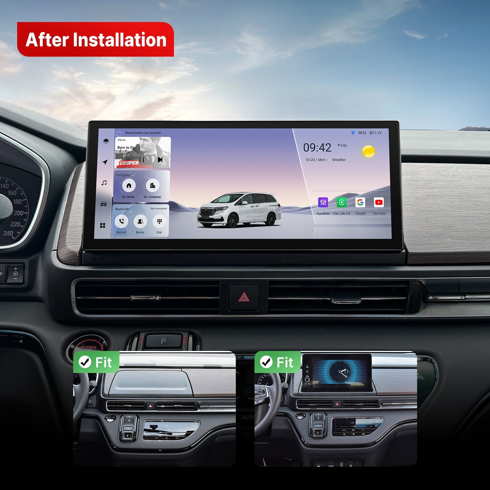 Youducar 12.3-Inch Android Head Unit for Honda Odyssey 2022-2026 | Large Touchscreen with Wireless CarPlay & Android Auto Honda