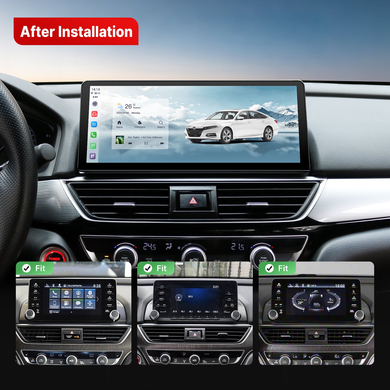 Youducar 12.3-inch Android Head Unit for 10th Gen Honda Accord 2018-2022, Wireless Apple CarPlay, Android Auto