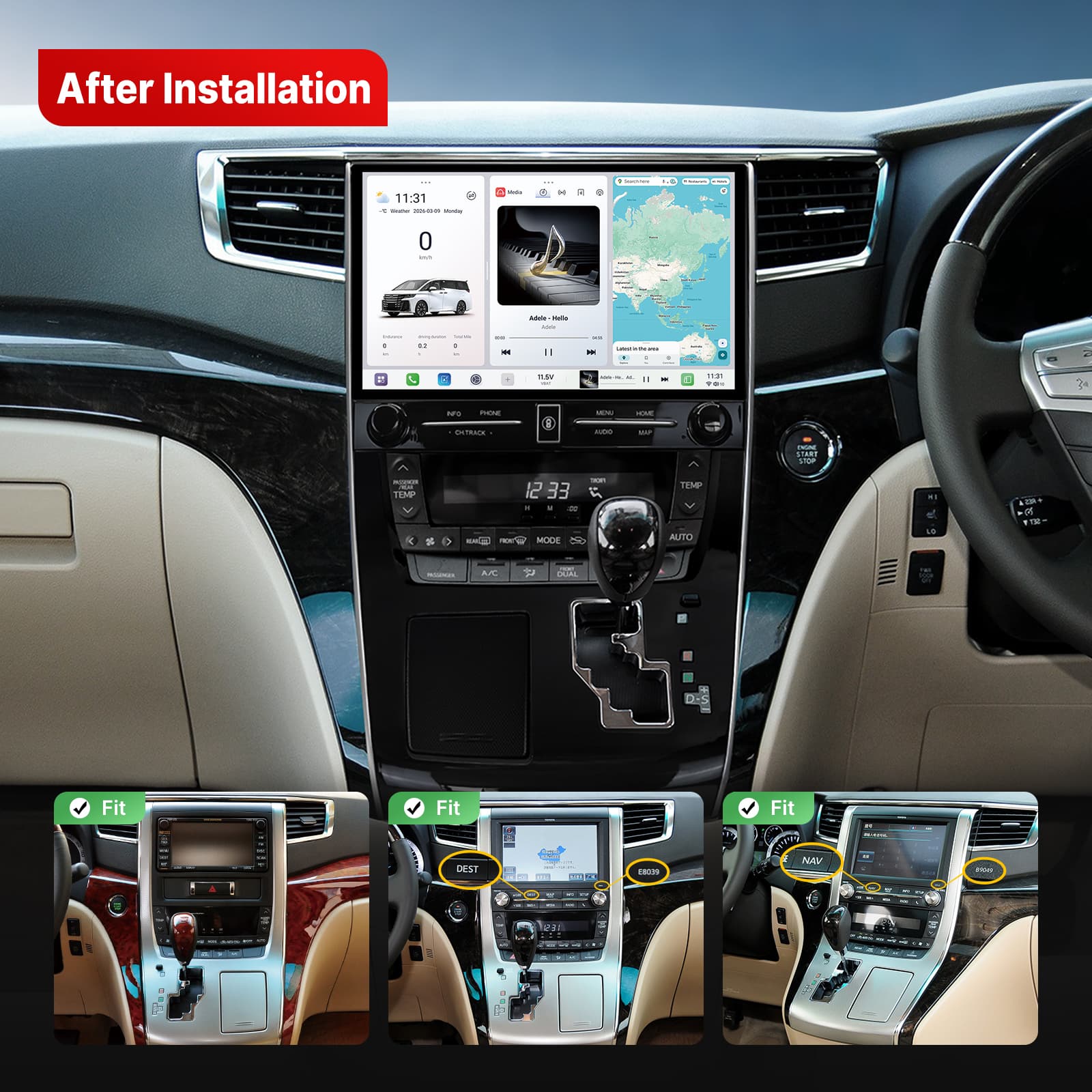 Youducar | Complete 11.5-Inch Android Head Unit Kit for RHD 20-Series to 30-Series Toyota Alphard/Vellfire Conversion (2011-2014)