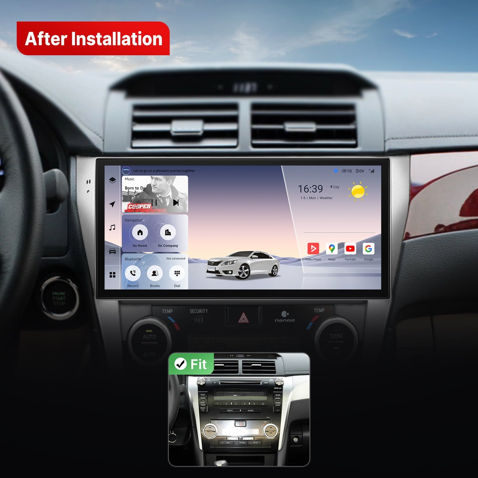 Youducar 12-Inch Android Head Unit for Toyota Camry 2012-2014 | Large Touchscreen with Wireless CarPlay & Android Auto Toyota