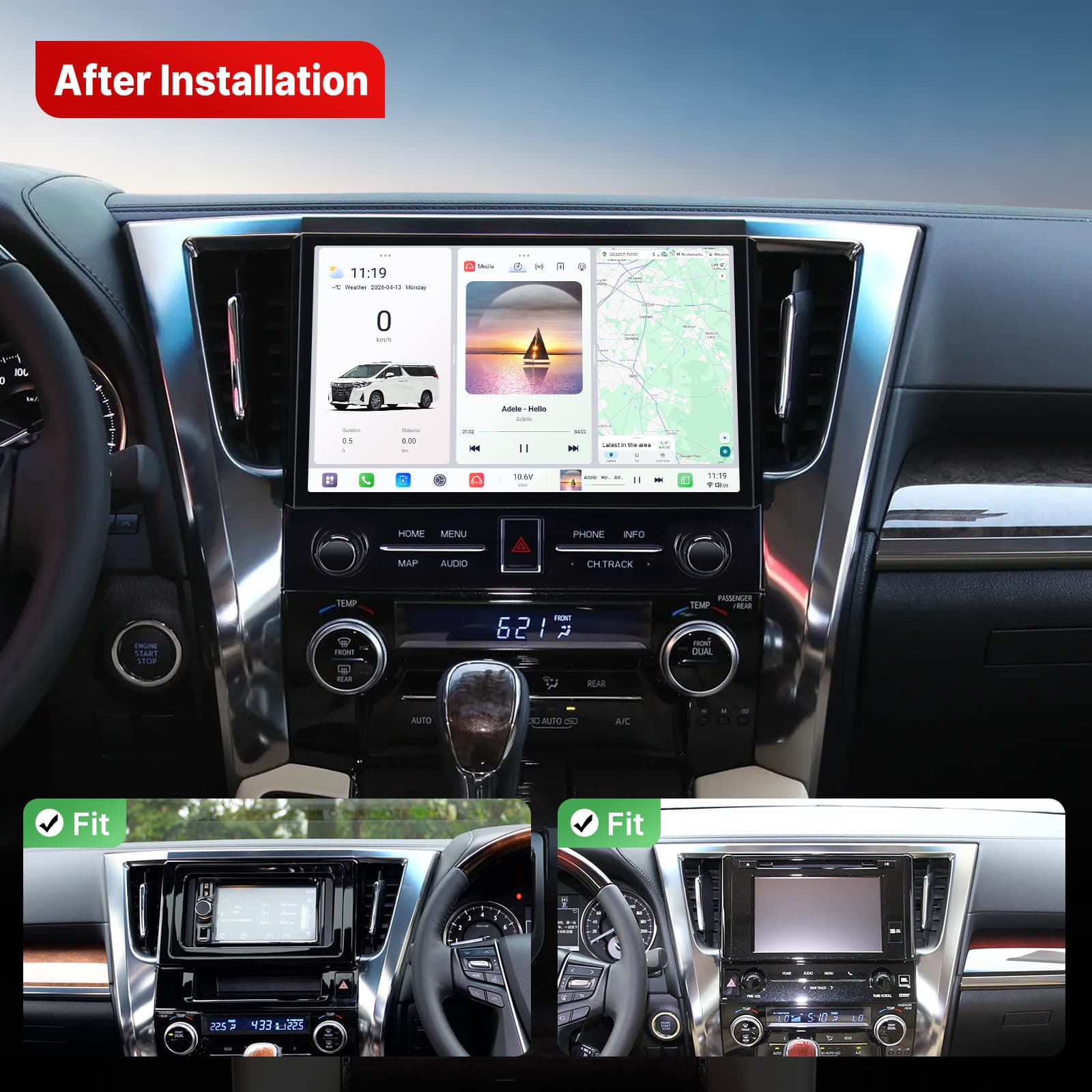 Youducar Head Unit for Toyota Alphard 2015-2019 | Large Touchscreen with Apple CarPlay